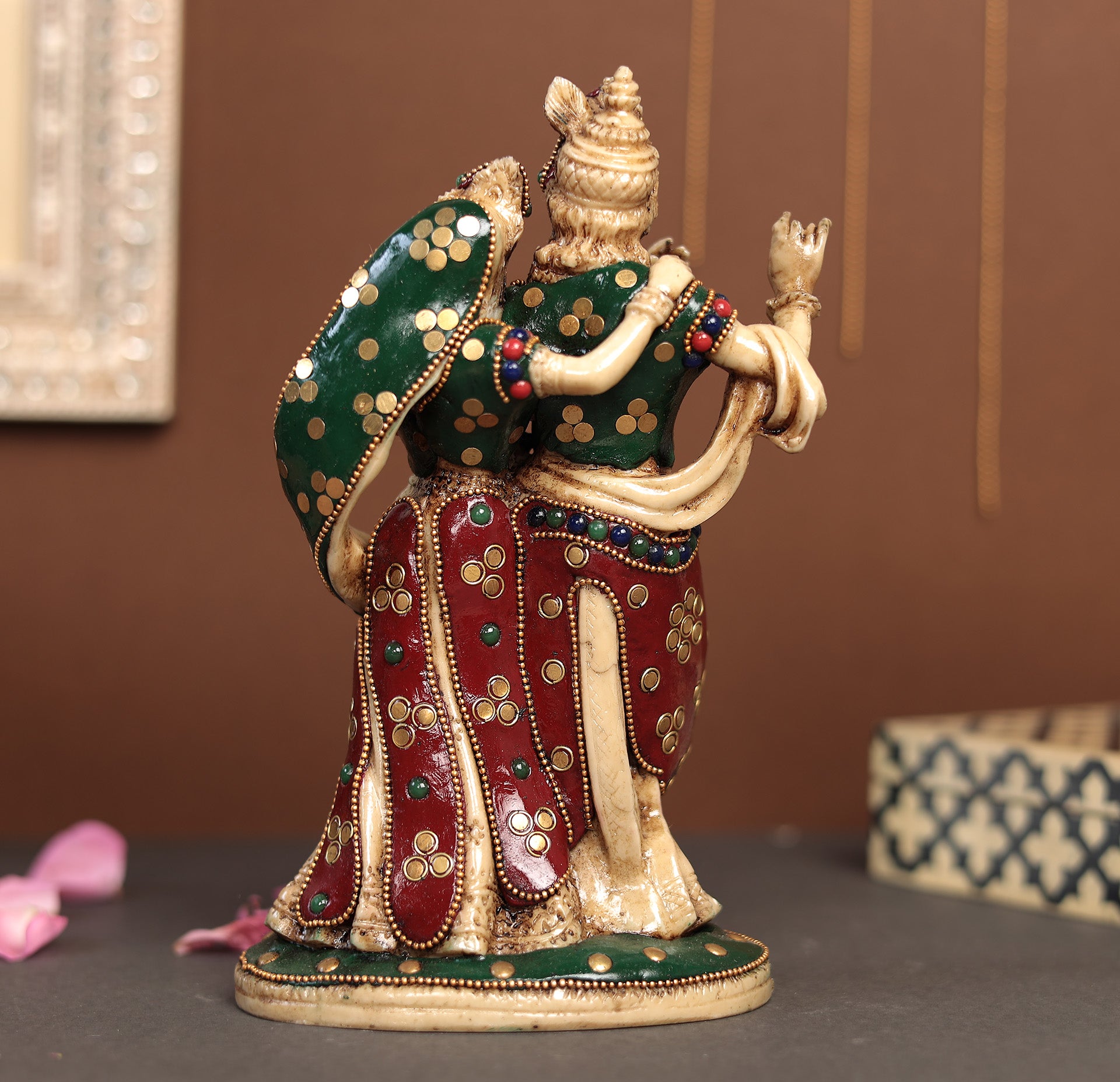 Antique Radha Krishna With Stone Work