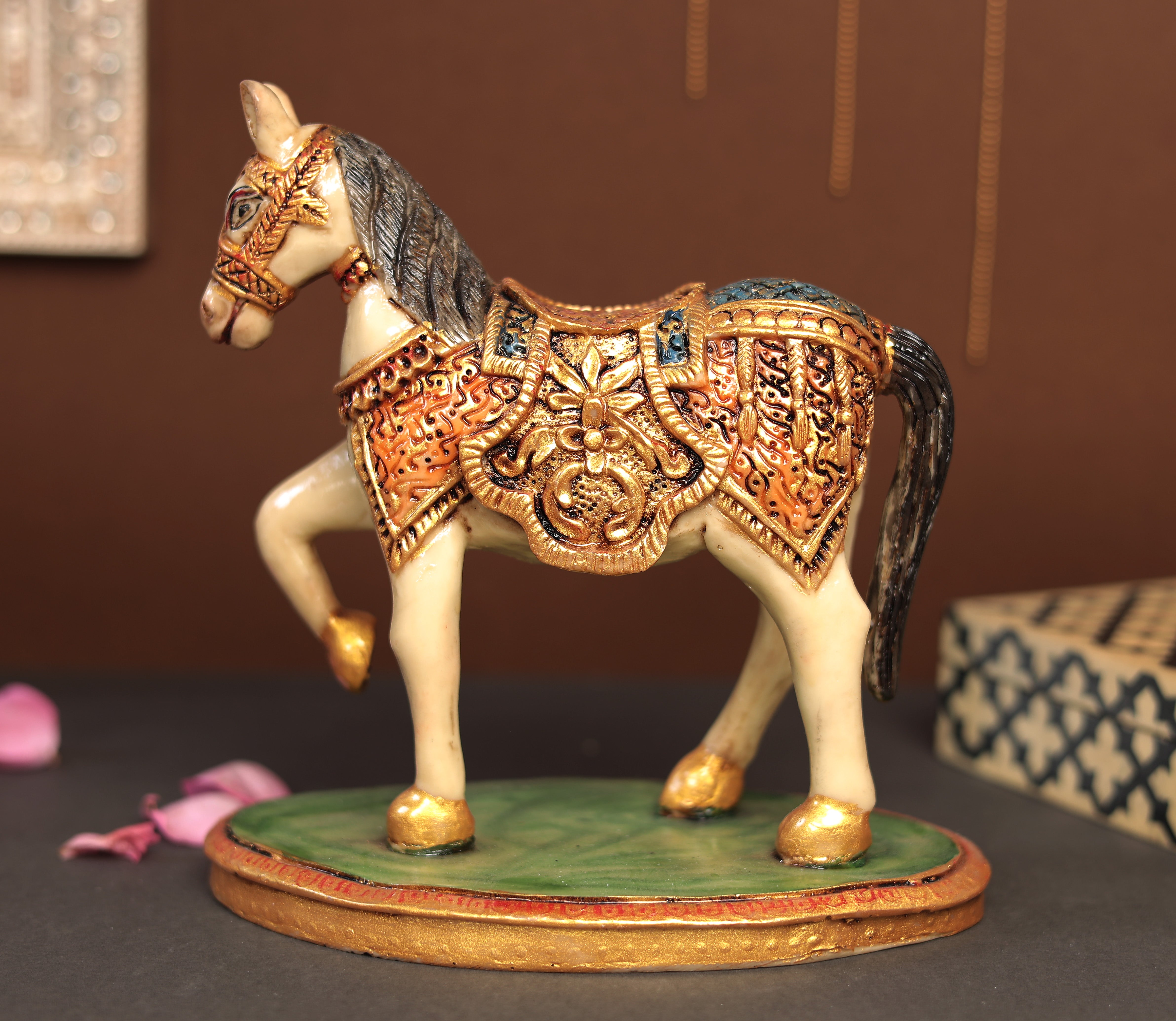 Decorative Hand painted Souvenir Horse In Resin (Marble Dust)