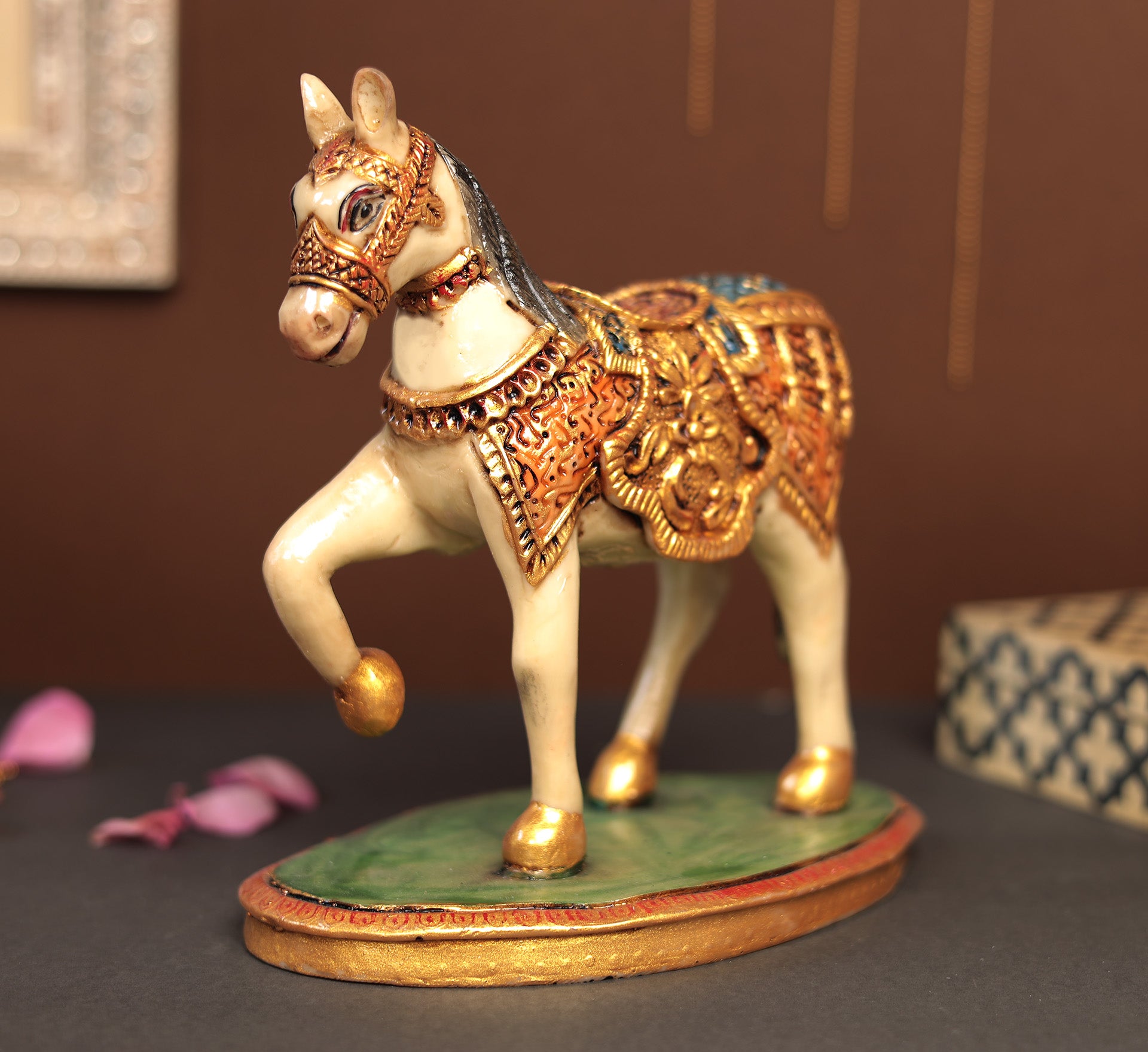 Decorative Hand painted Souvenir Horse In Resin (Marble Dust)