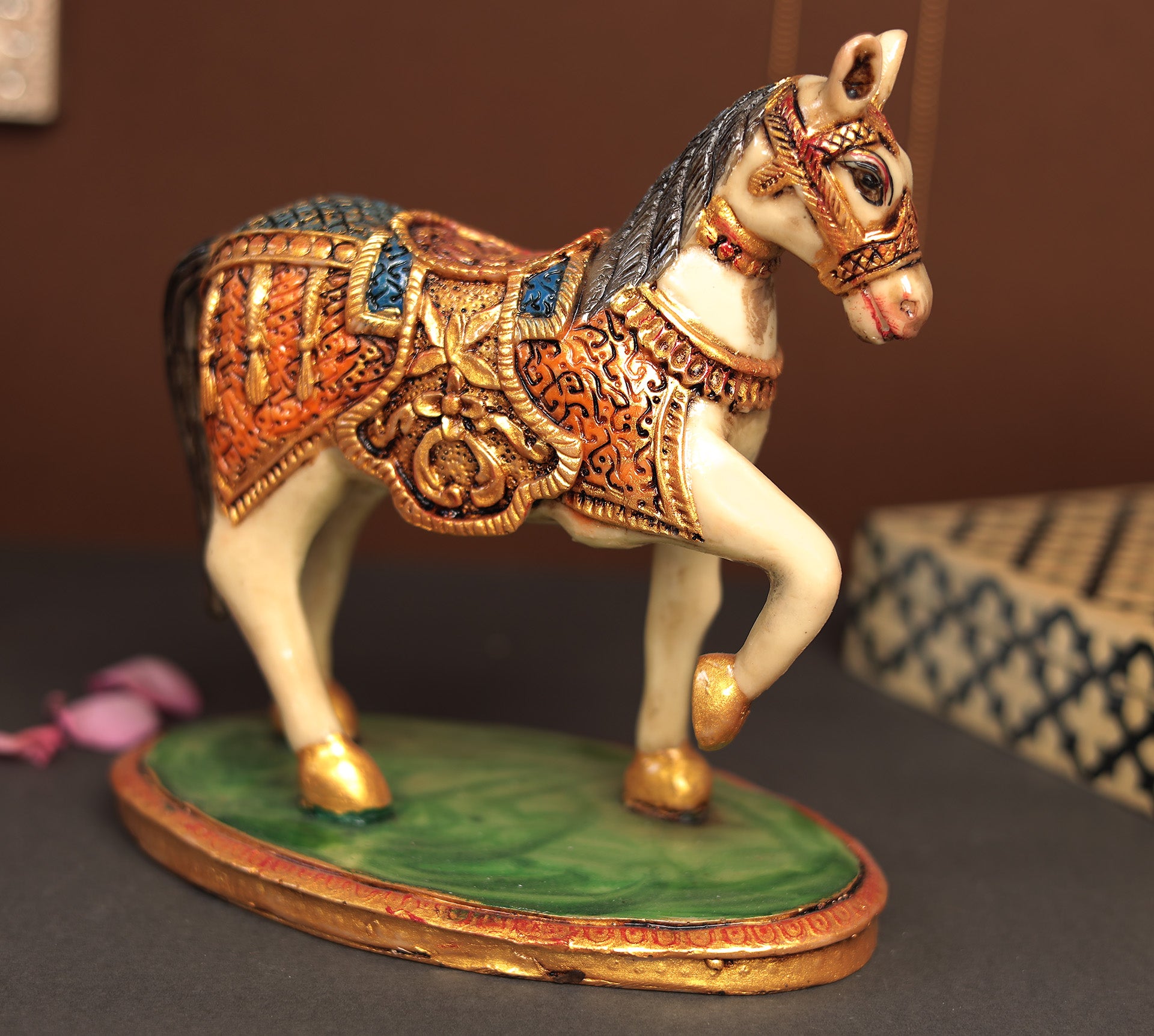 Decorative Hand painted Souvenir Horse In Resin (Marble Dust)