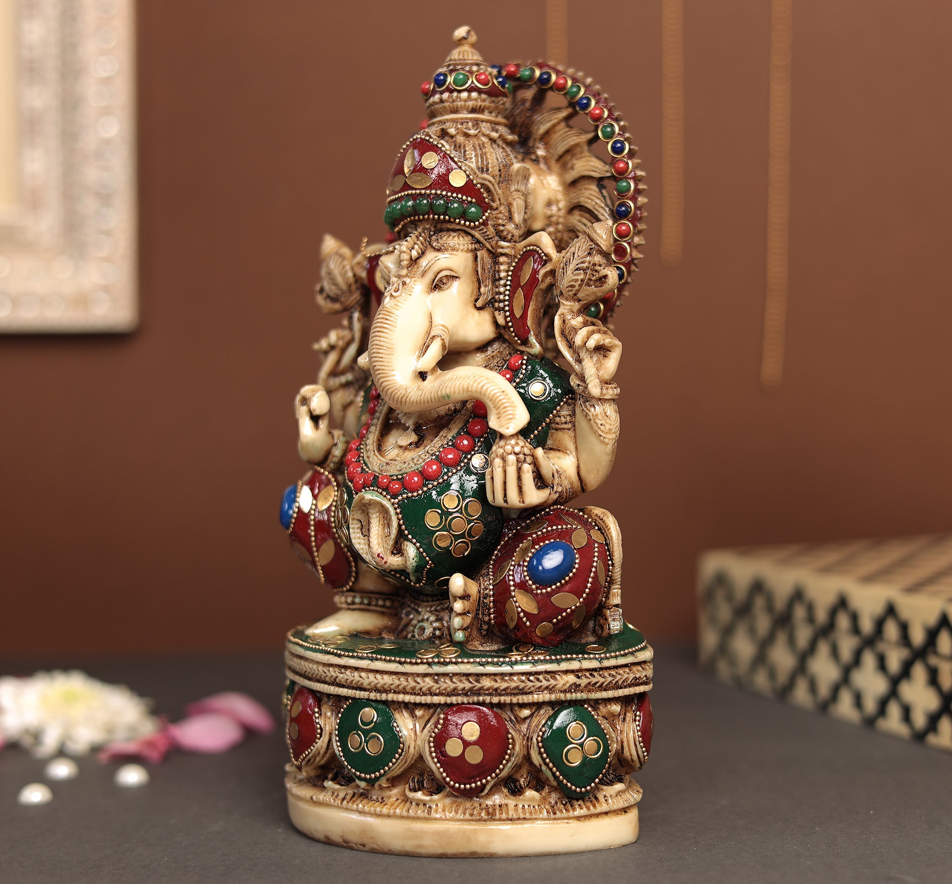 Ganesha Idol With Surya Chakra in 10"