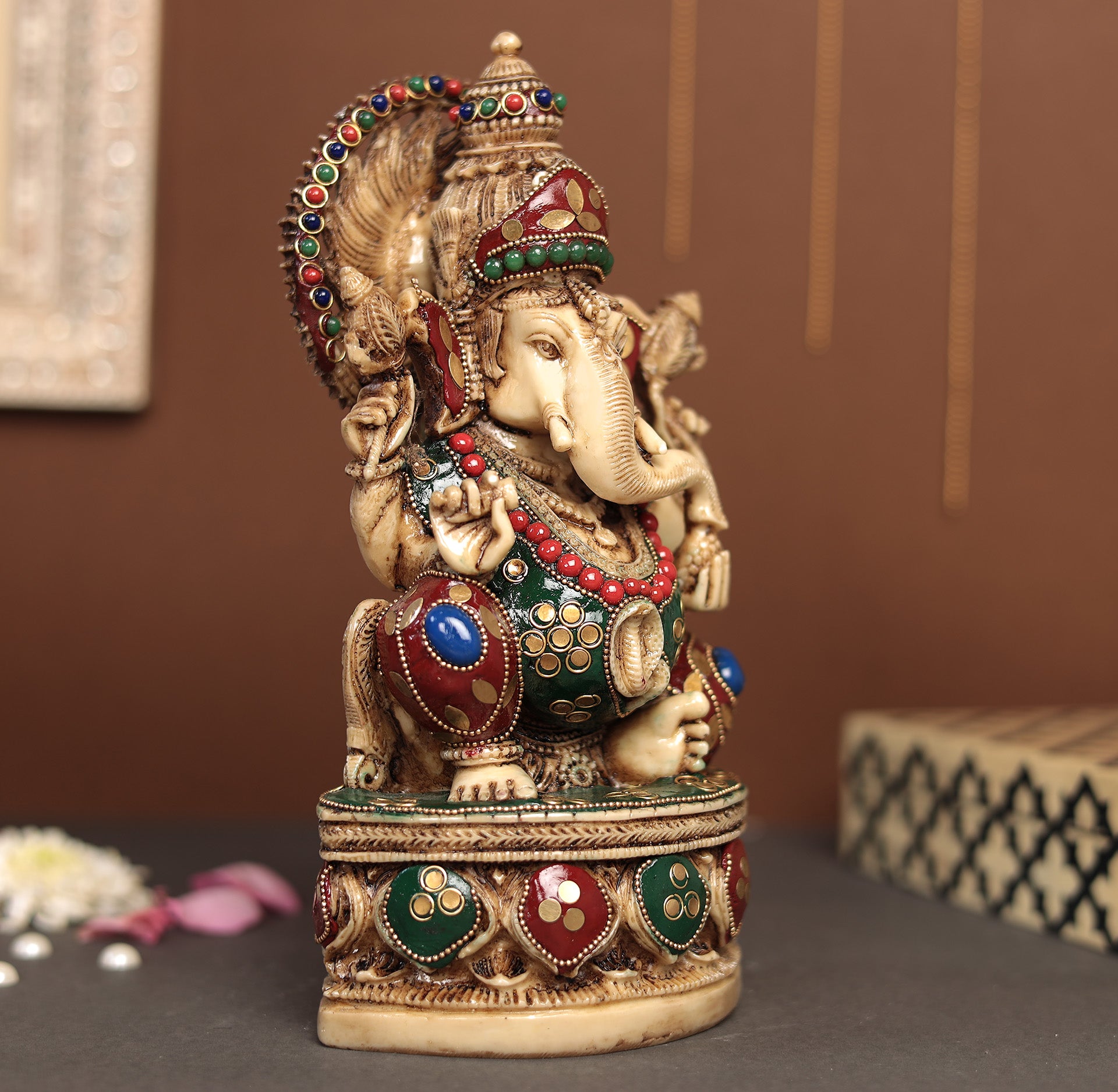 Ganesha Idol With Surya Chakra in 10"