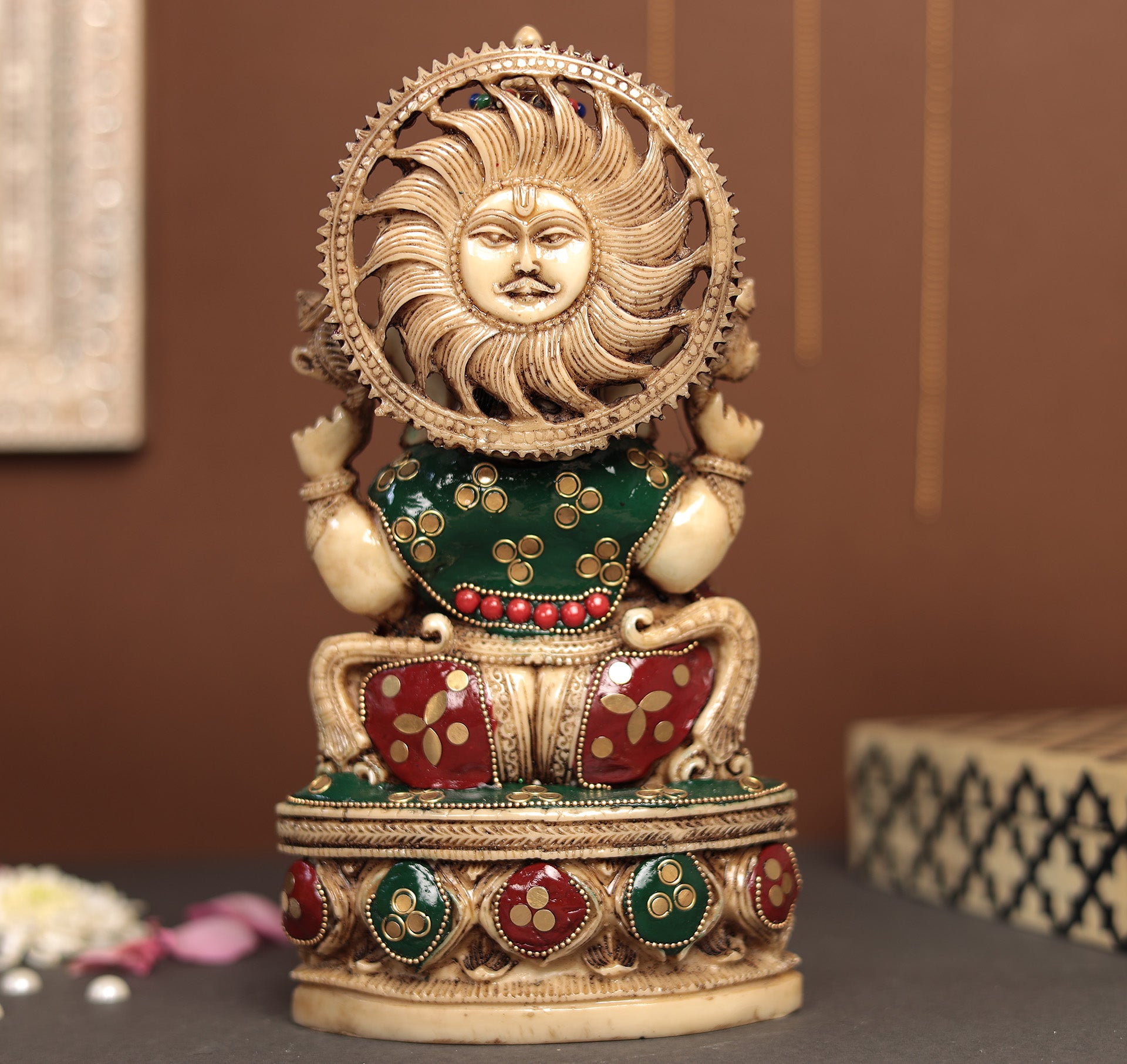 Ganesha Idol With Surya Chakra in 10"