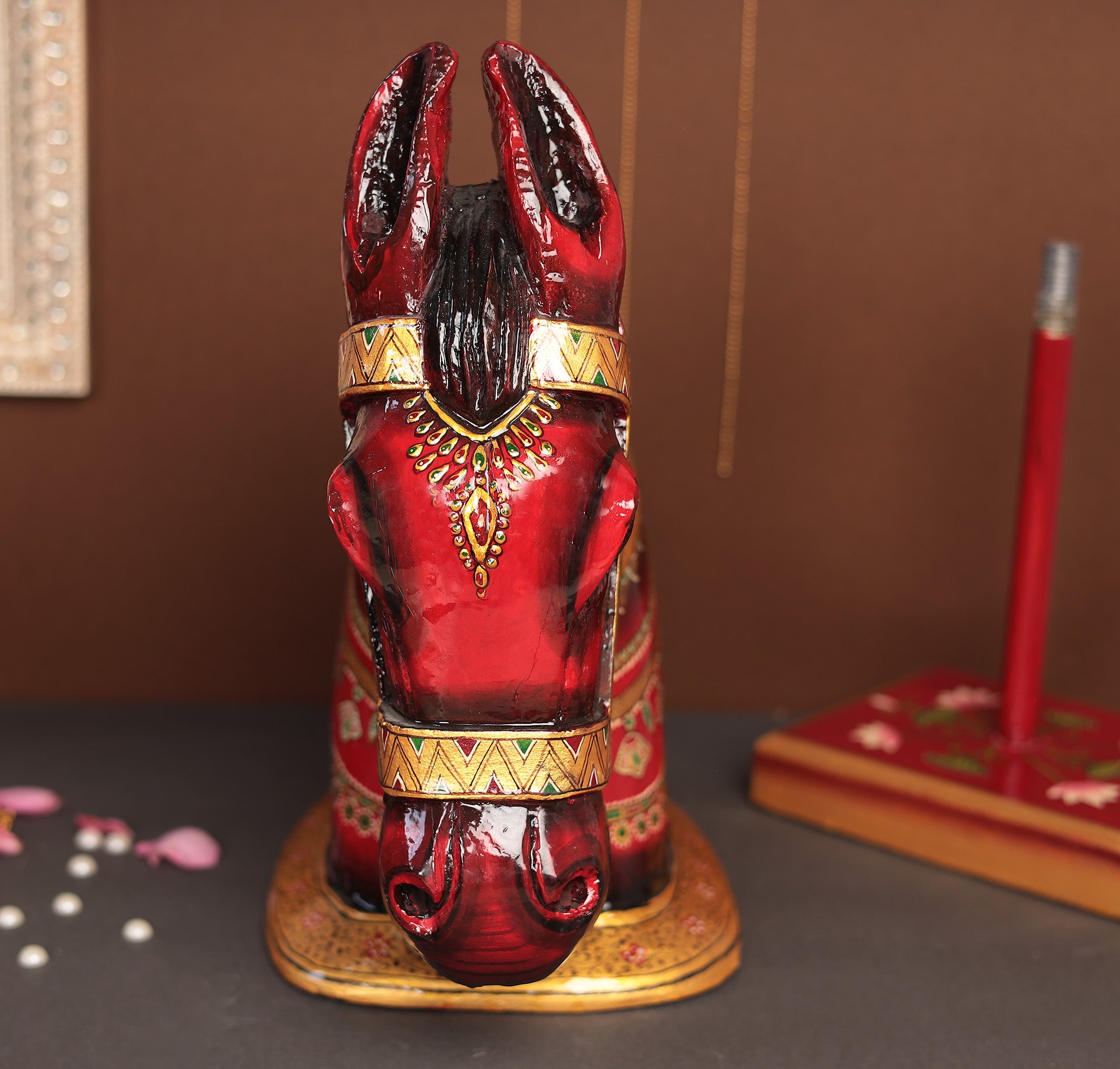 Decorative Wooden Horse With Stand In 22"