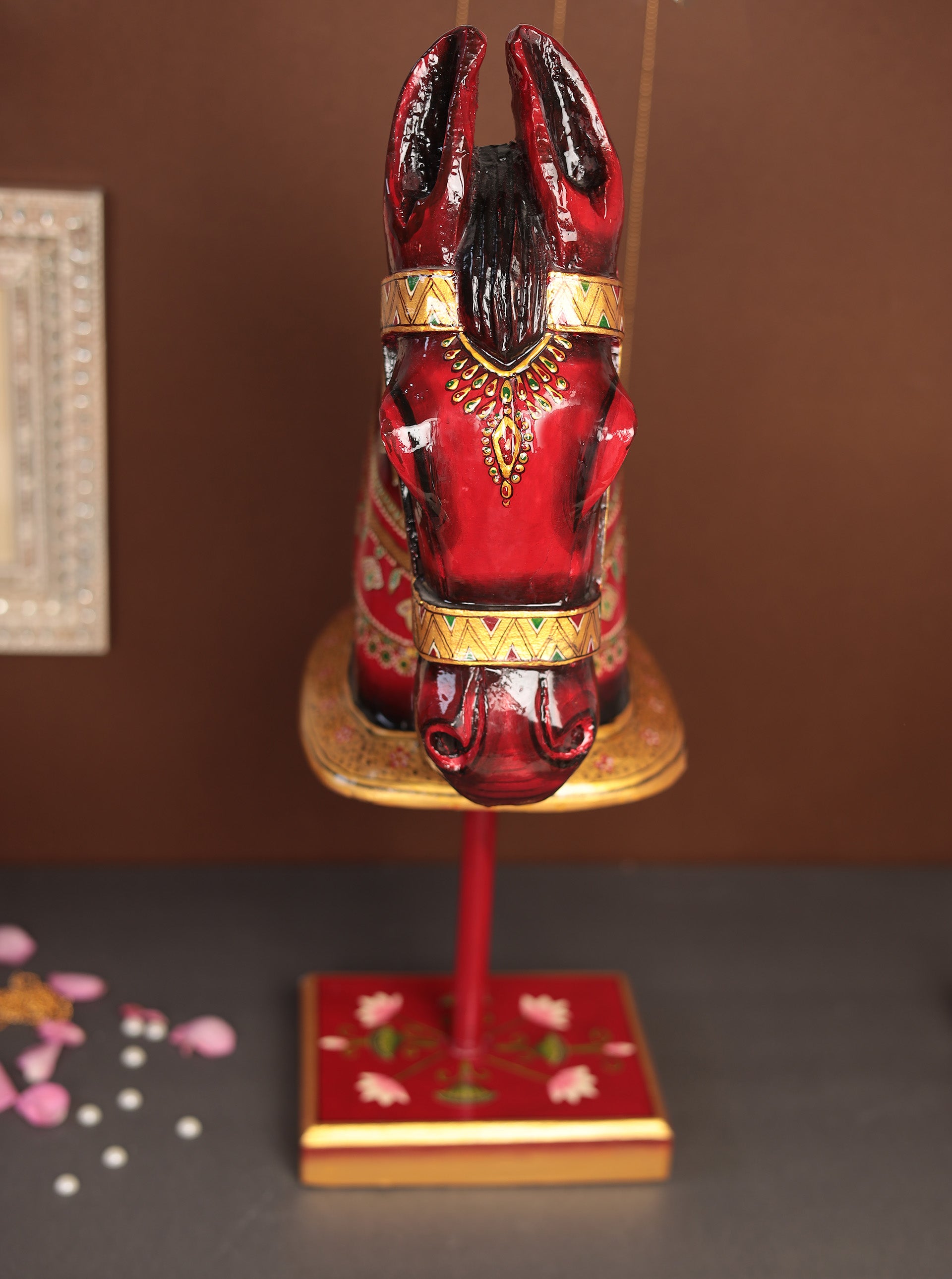 Decorative Wooden Horse With Stand In 22"