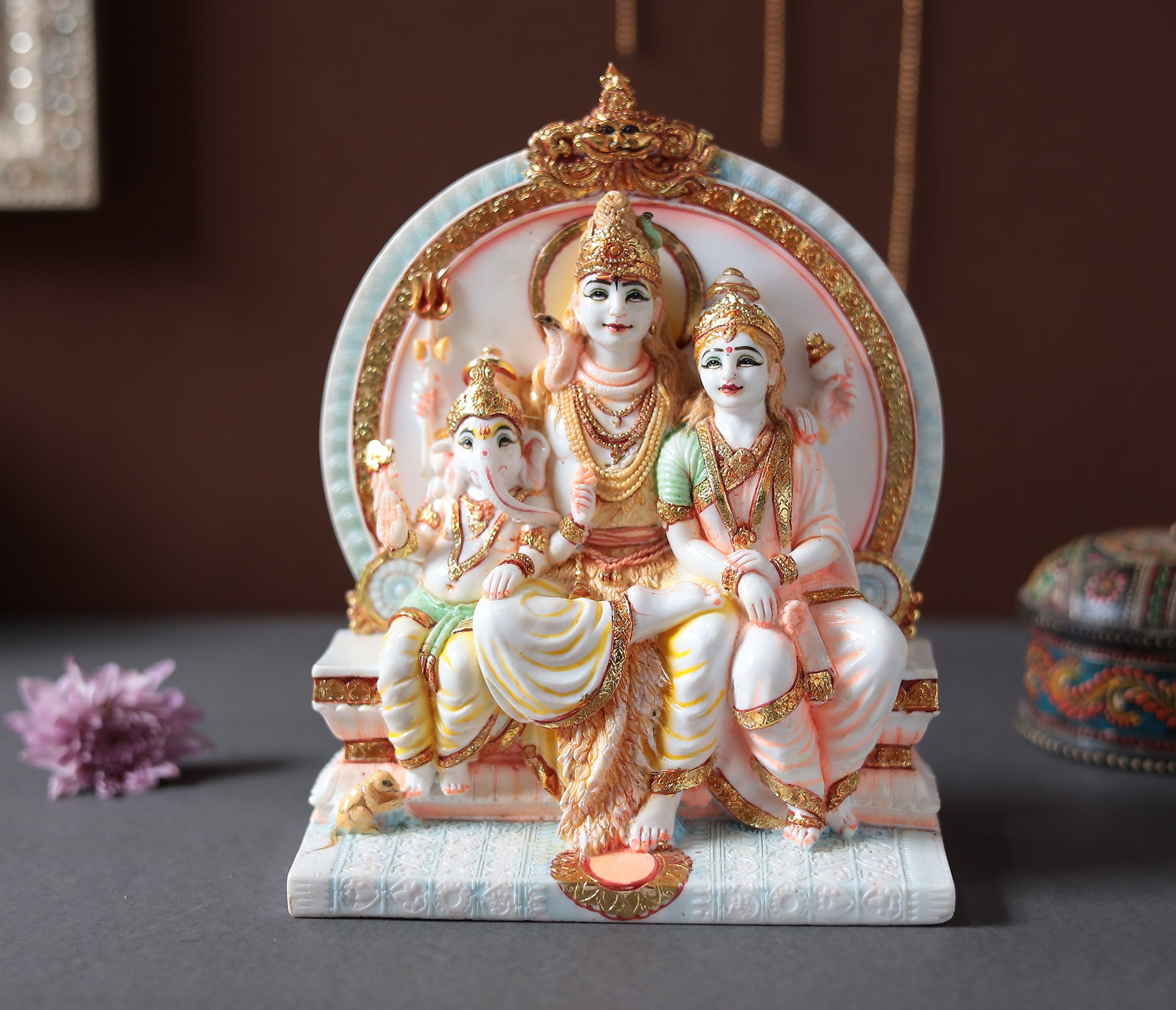 Shiv Parivar Idol In Resin (Marble Dust)