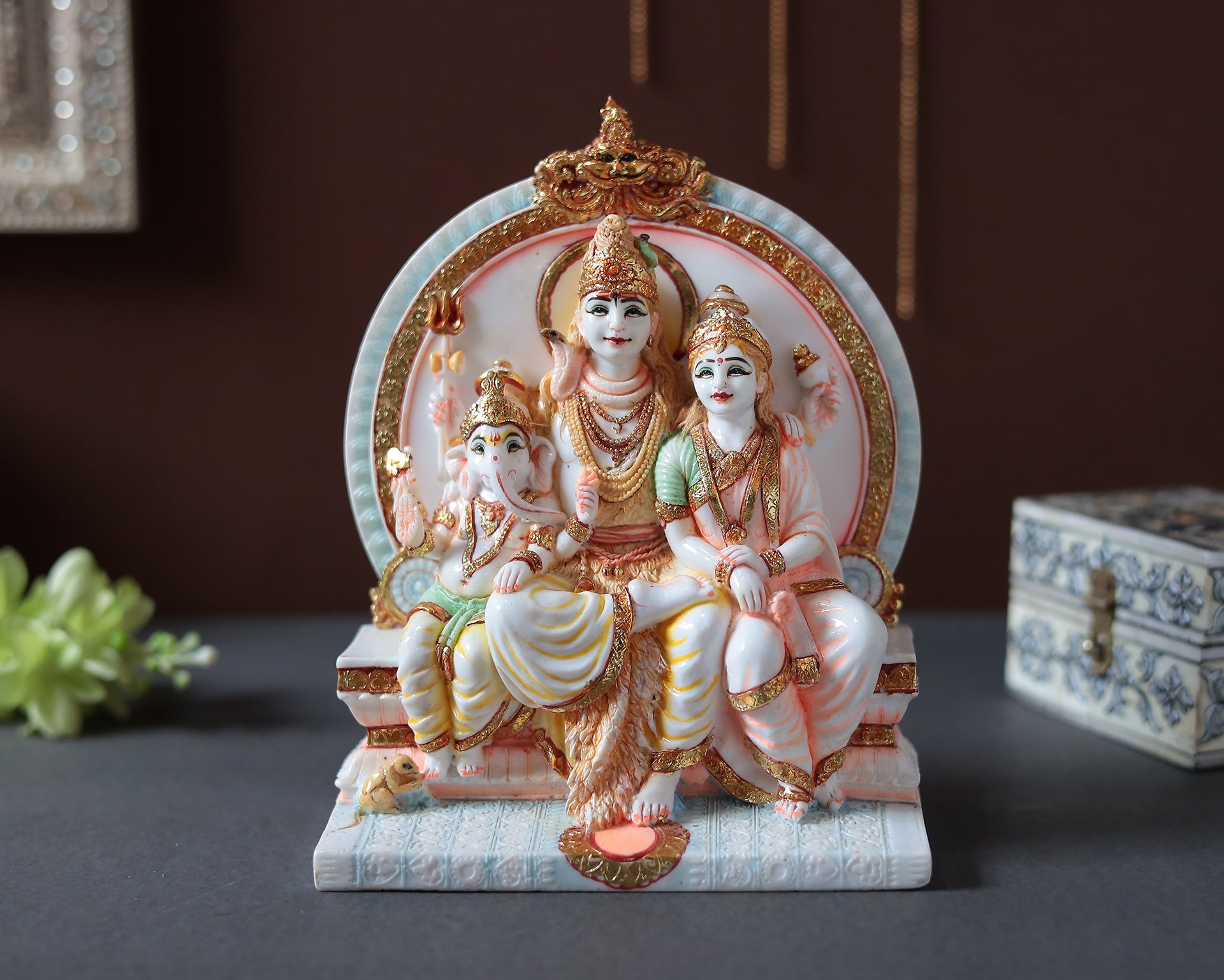 Shiv Parivar Idol In Resin (Marble Dust)