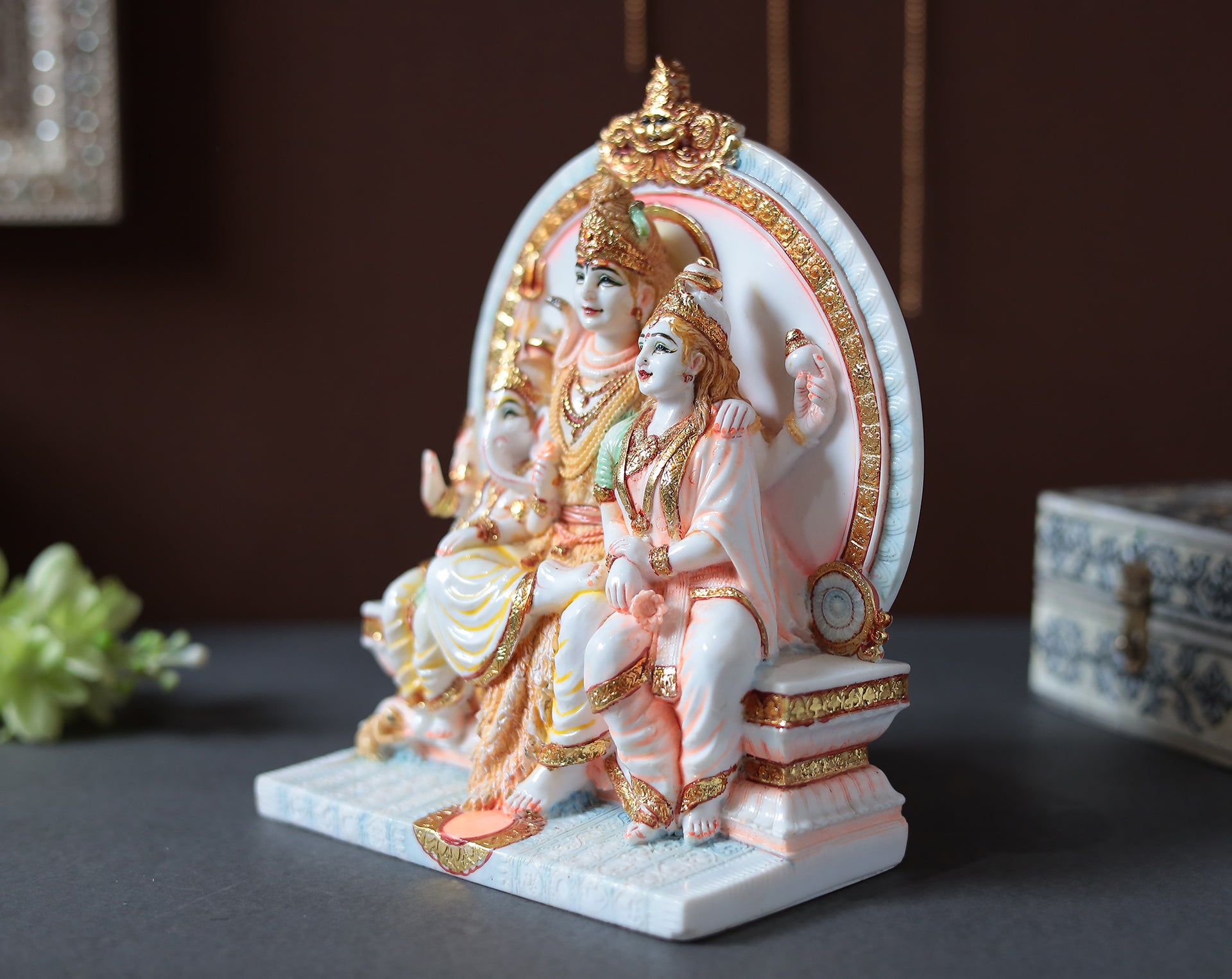 Shiv Parivar Idol In Resin (Marble Dust)