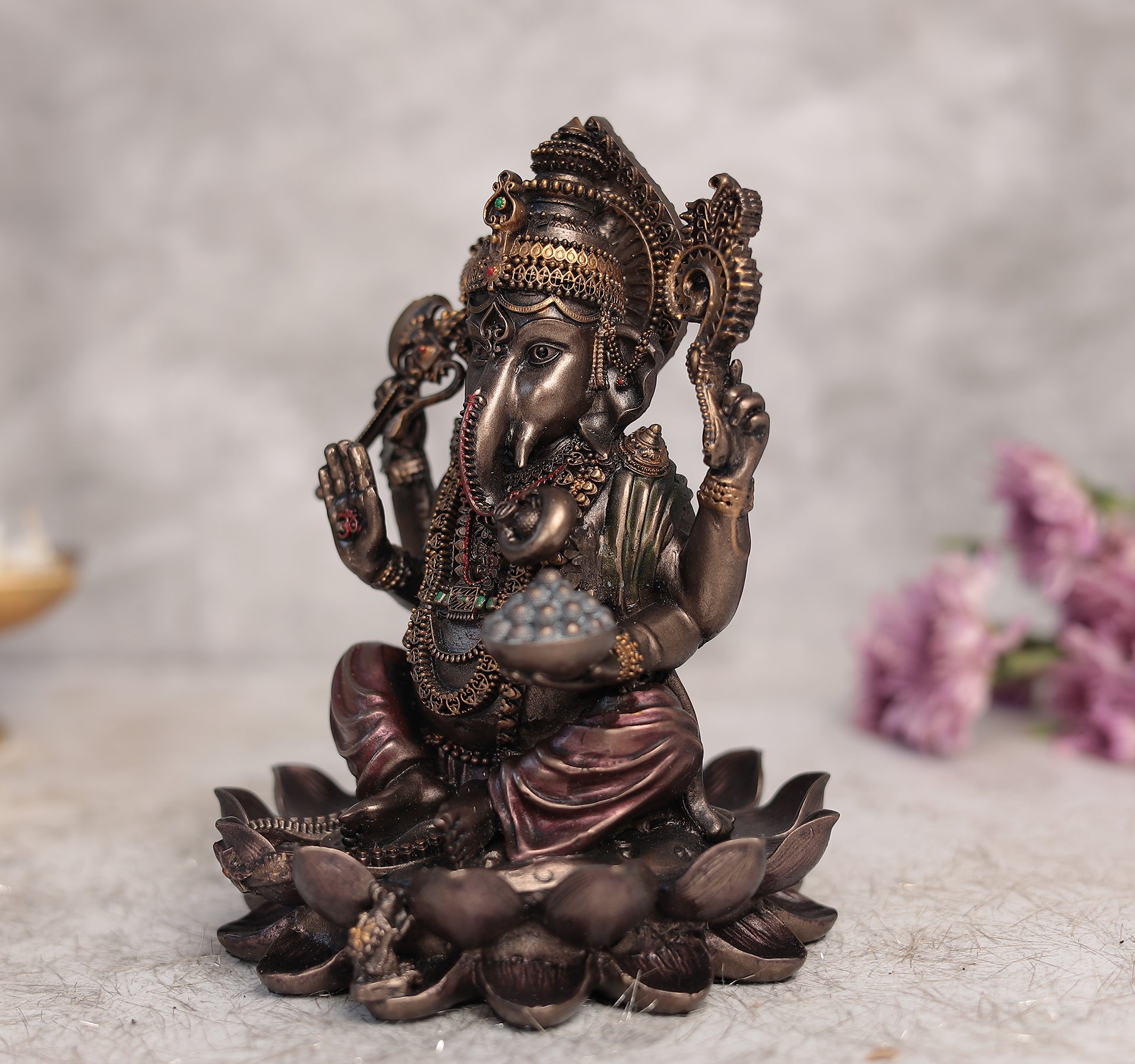 Lotus Ganesha In Copper Finish