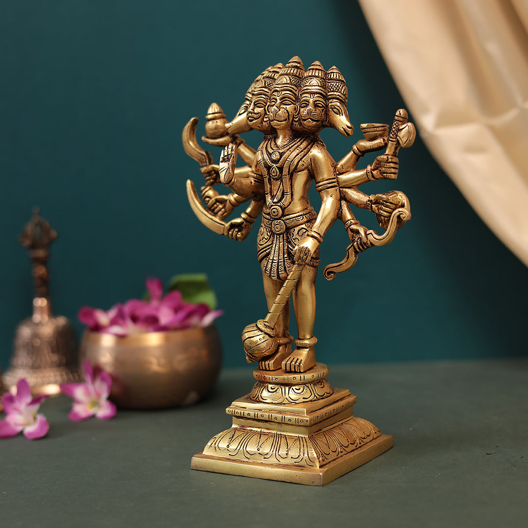 Brass Panchmukhi Hanuman Idol In 11 Inches