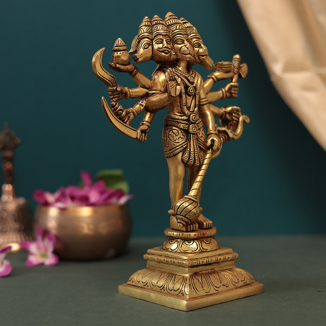Brass Panchmukhi Hanuman Idol In 11 Inches