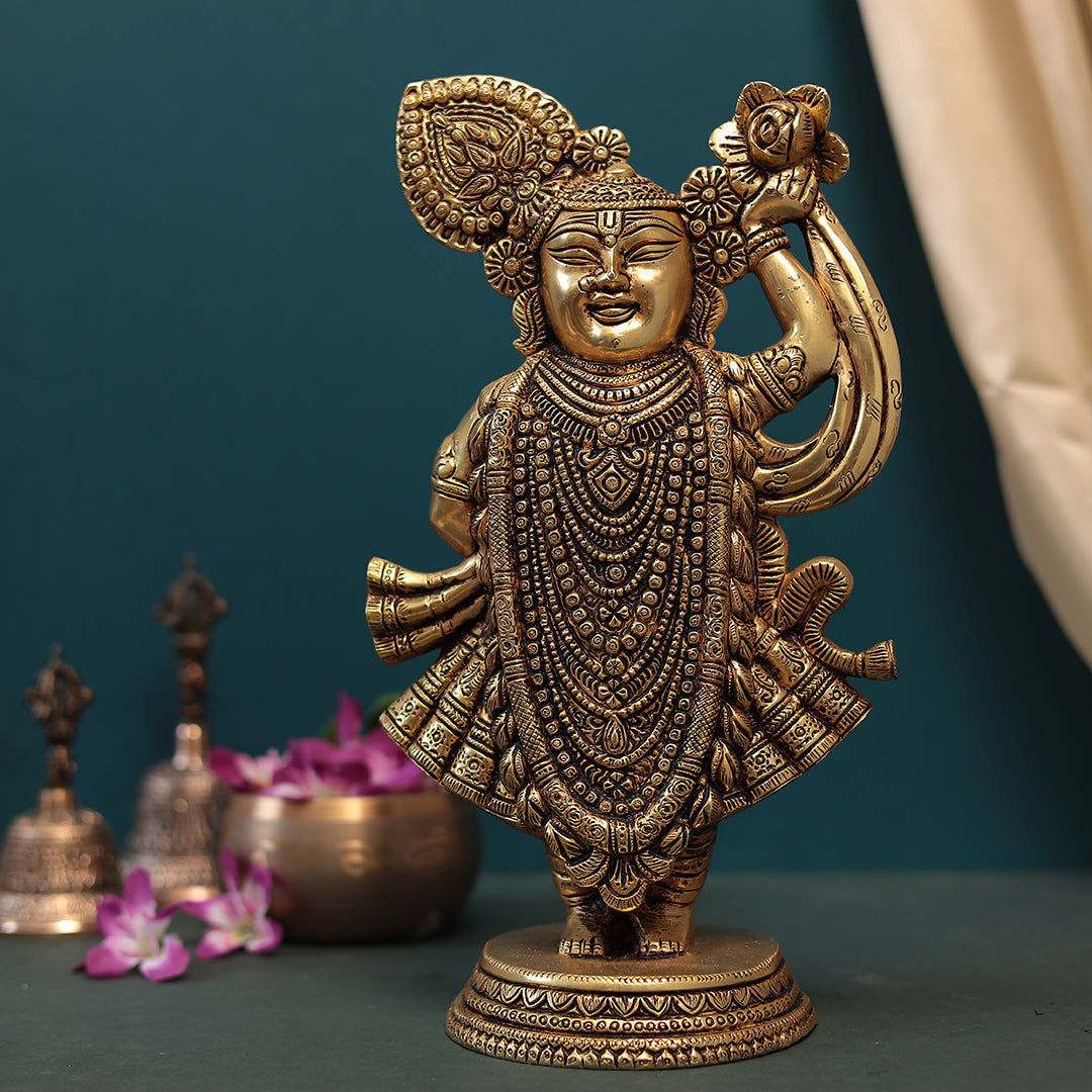Brass Dwarkadhish or Shrinath ji Fine Finish Idol 14" (35.56 Cm)