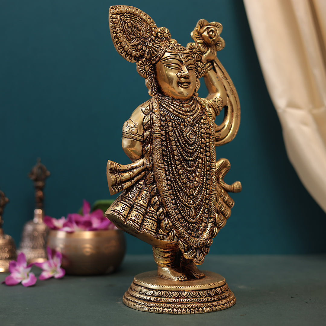 Brass Dwarkadhish or Shrinath ji Fine Finish Idol 14" (35.56 Cm)