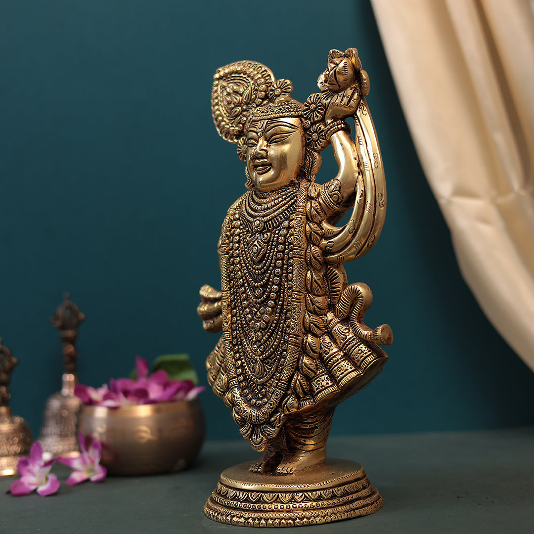 Brass Dwarkadhish or Shrinath ji Fine Finish Idol 14" (35.56 Cm)