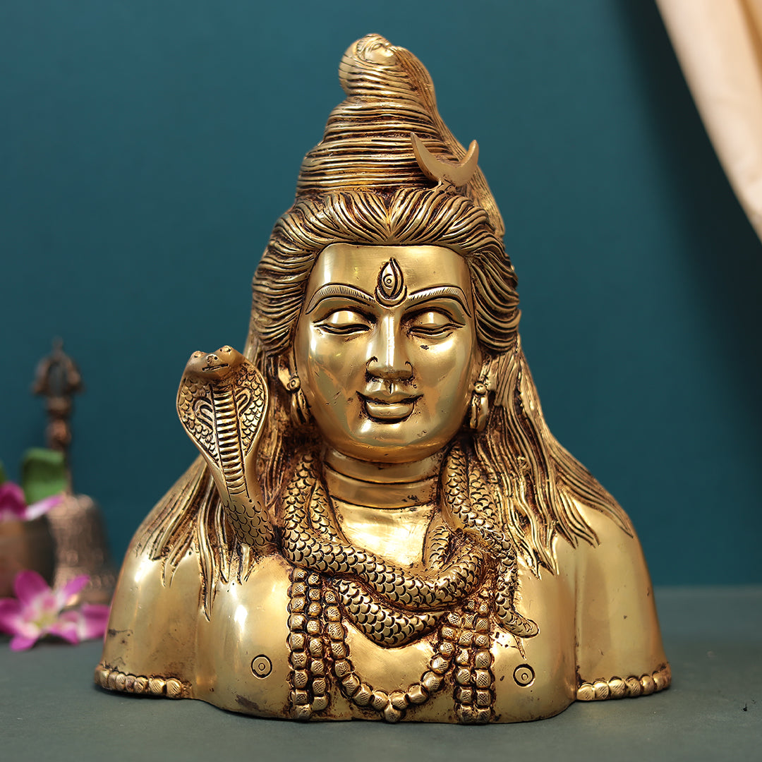 Brass Lord Adiyogi Shiva Bust In 1 Feet (30 Cm)