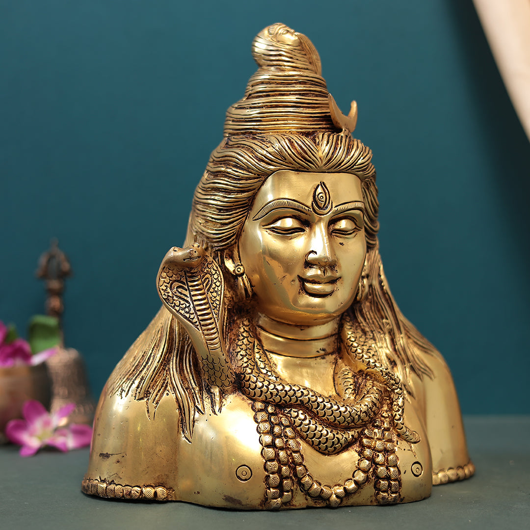 Brass Lord Adiyogi Shiva Bust In 1 Feet (30 Cm)