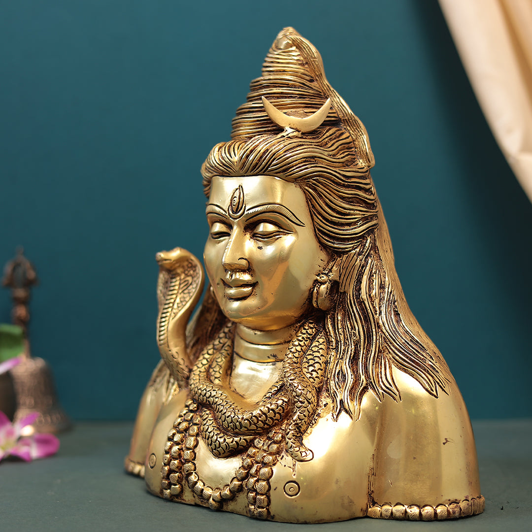 Brass Lord Adiyogi Shiva Bust In 1 Feet (30 Cm)