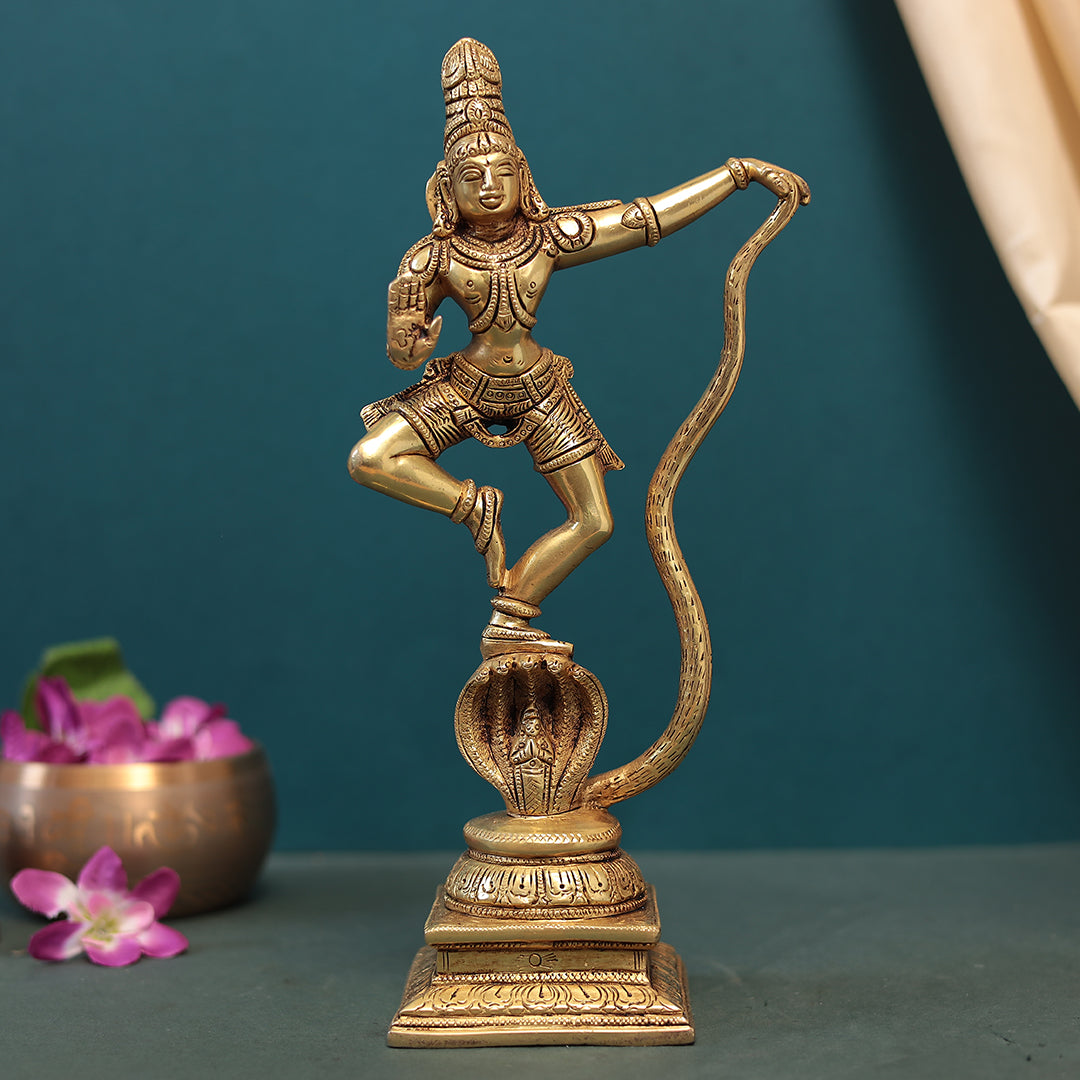 Brass Dancing Kalinga Krishna Idol in 30 Cm (12 Inches)