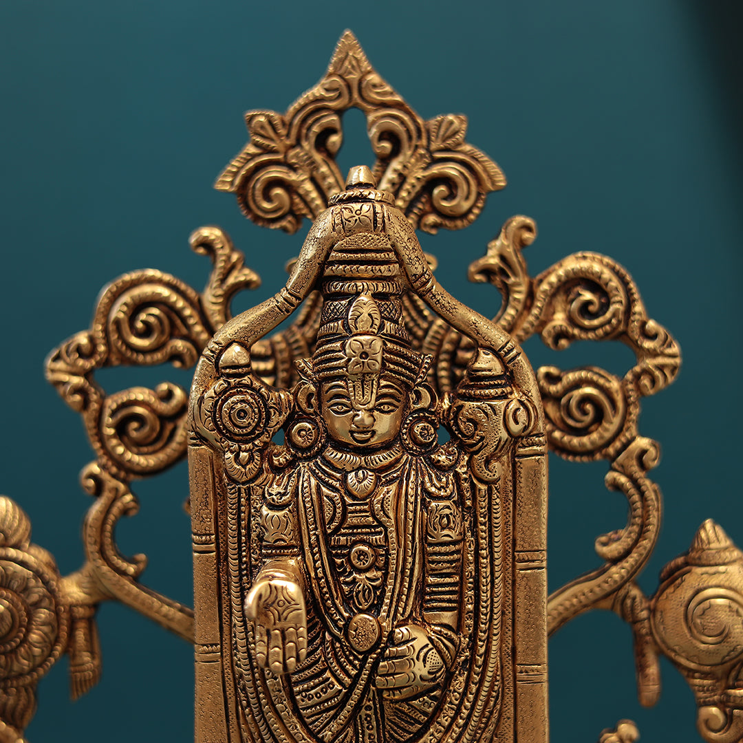 Brass Superfine Tirupati Balaji With Frame In 11 Inches ( 28 Cm)