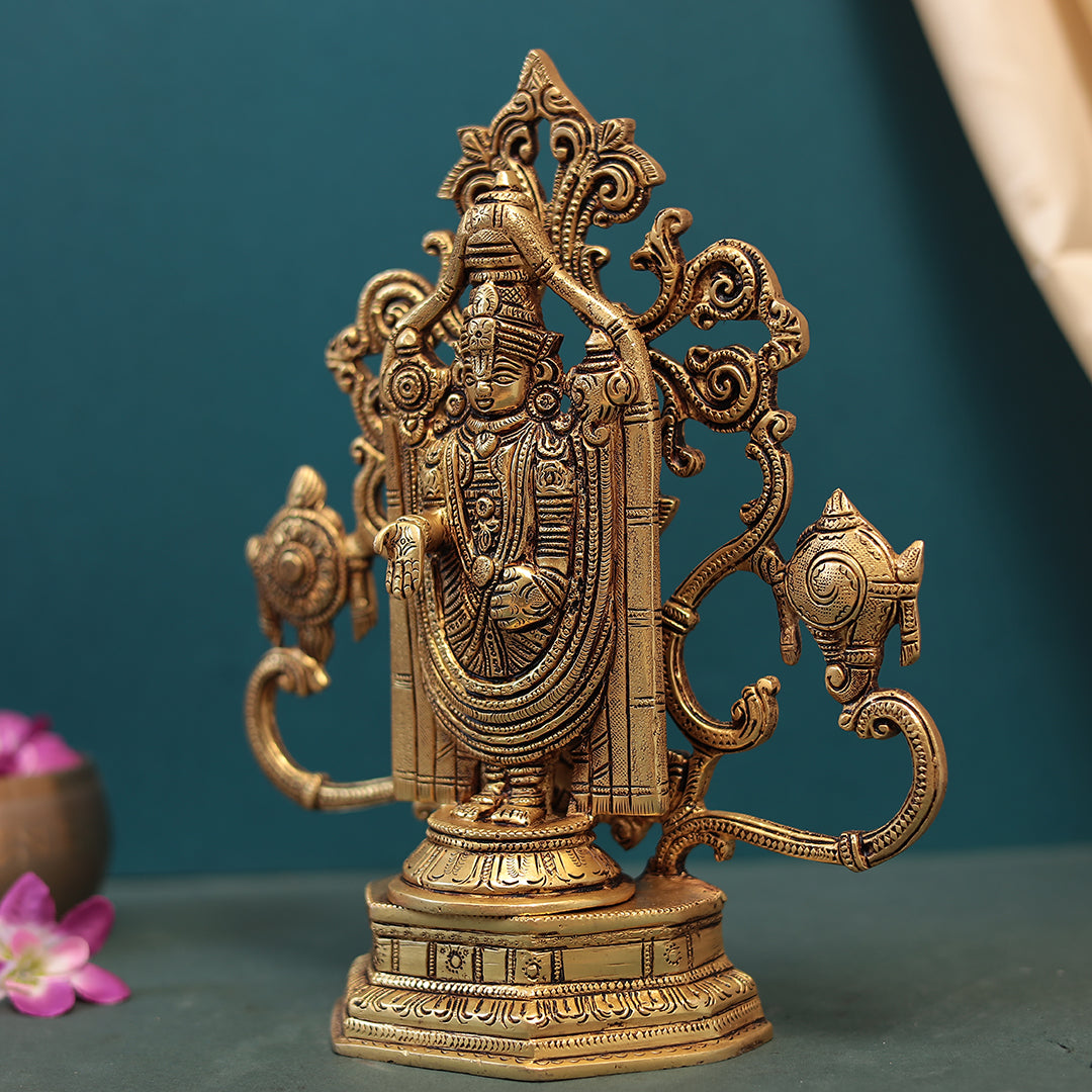 Brass Superfine Tirupati Balaji With Frame In 11 Inches ( 28 Cm)