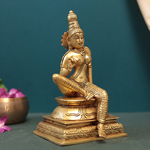 Brass Auspicious Seated Maa Parvati or Uma In 10" (25 Cm)