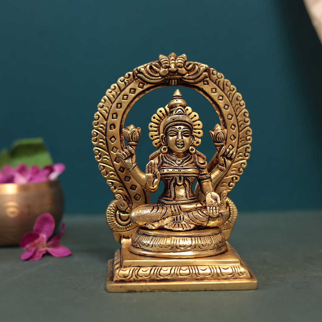 Brass Lakshmi/Laxmi and Ganesh Set In 7"