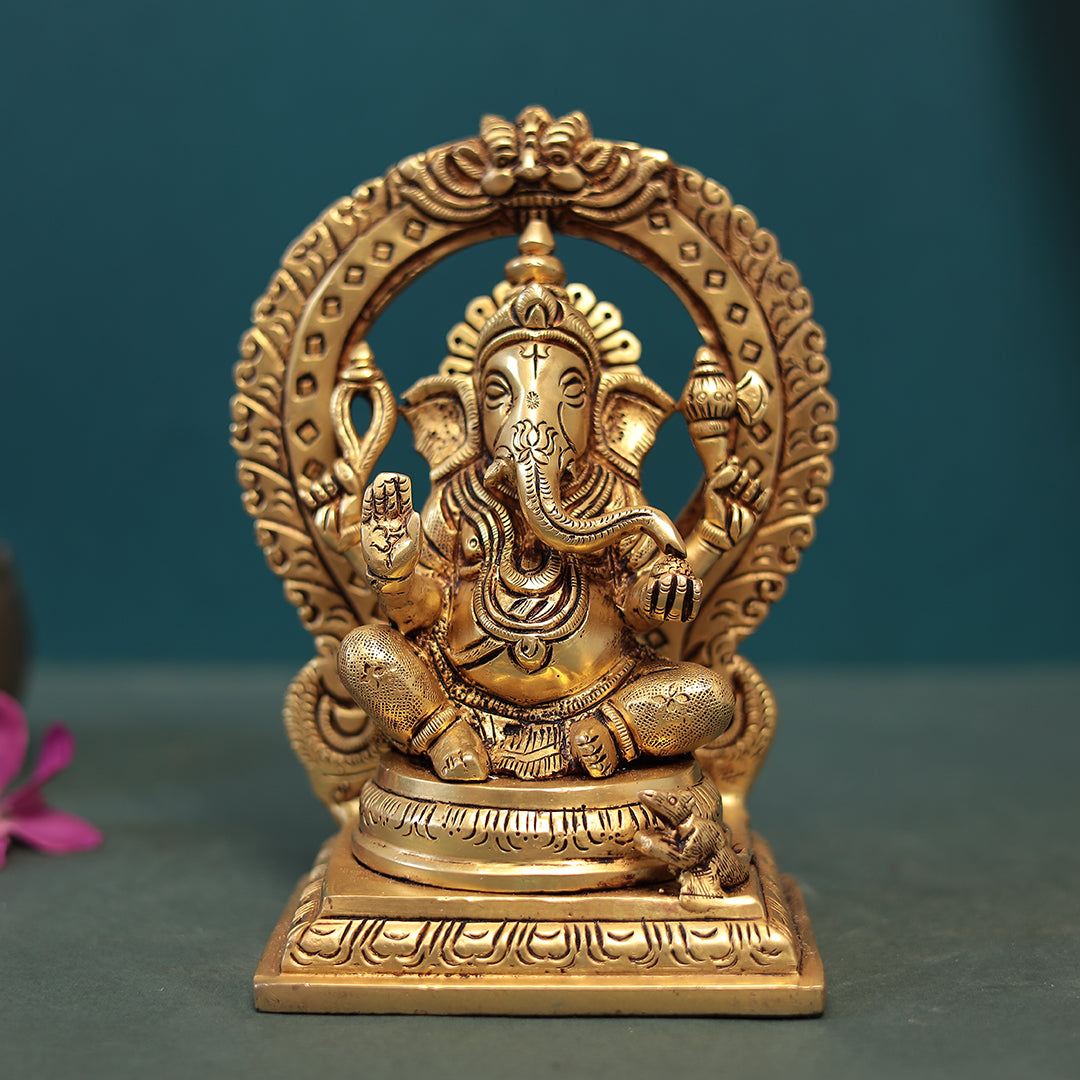 Brass Lakshmi/Laxmi and Ganesh Set In 7"
