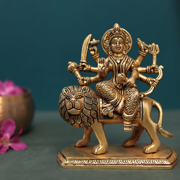 Brass 8 Armed Goddess Maa Durga/Ambe/Sherawali Idol