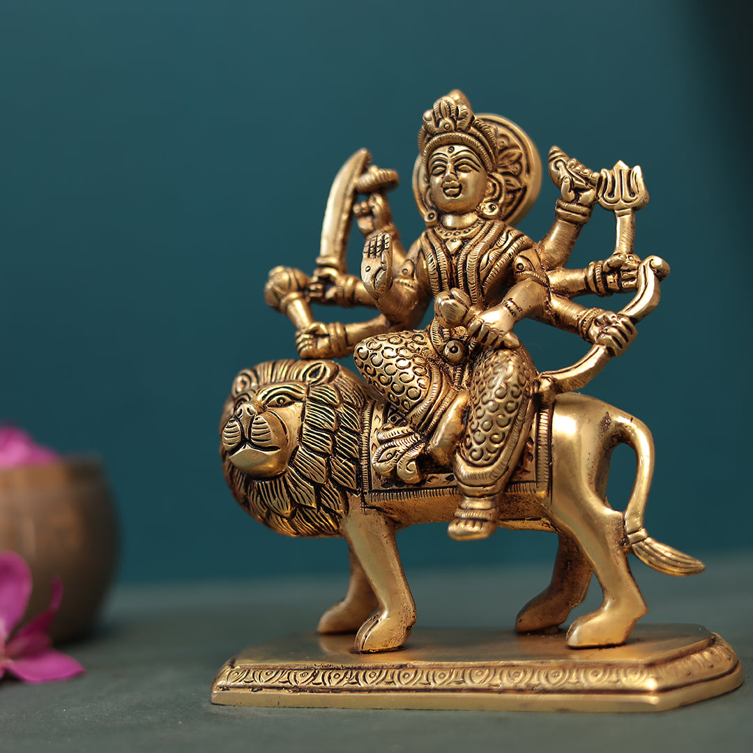 Brass 8 Armed Goddess Maa Durga/Ambe/Sherawali Idol