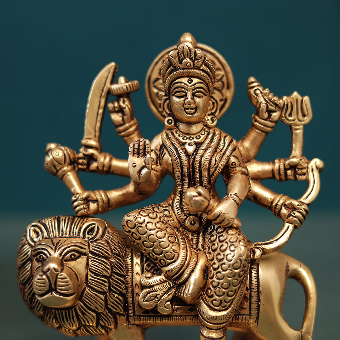 Brass 8 Armed Goddess Maa Durga/Ambe/Sherawali Idol