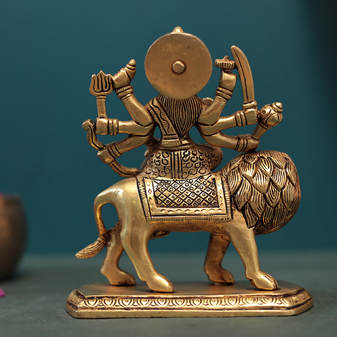 Brass 8 Armed Goddess Maa Durga/Ambe/Sherawali Idol