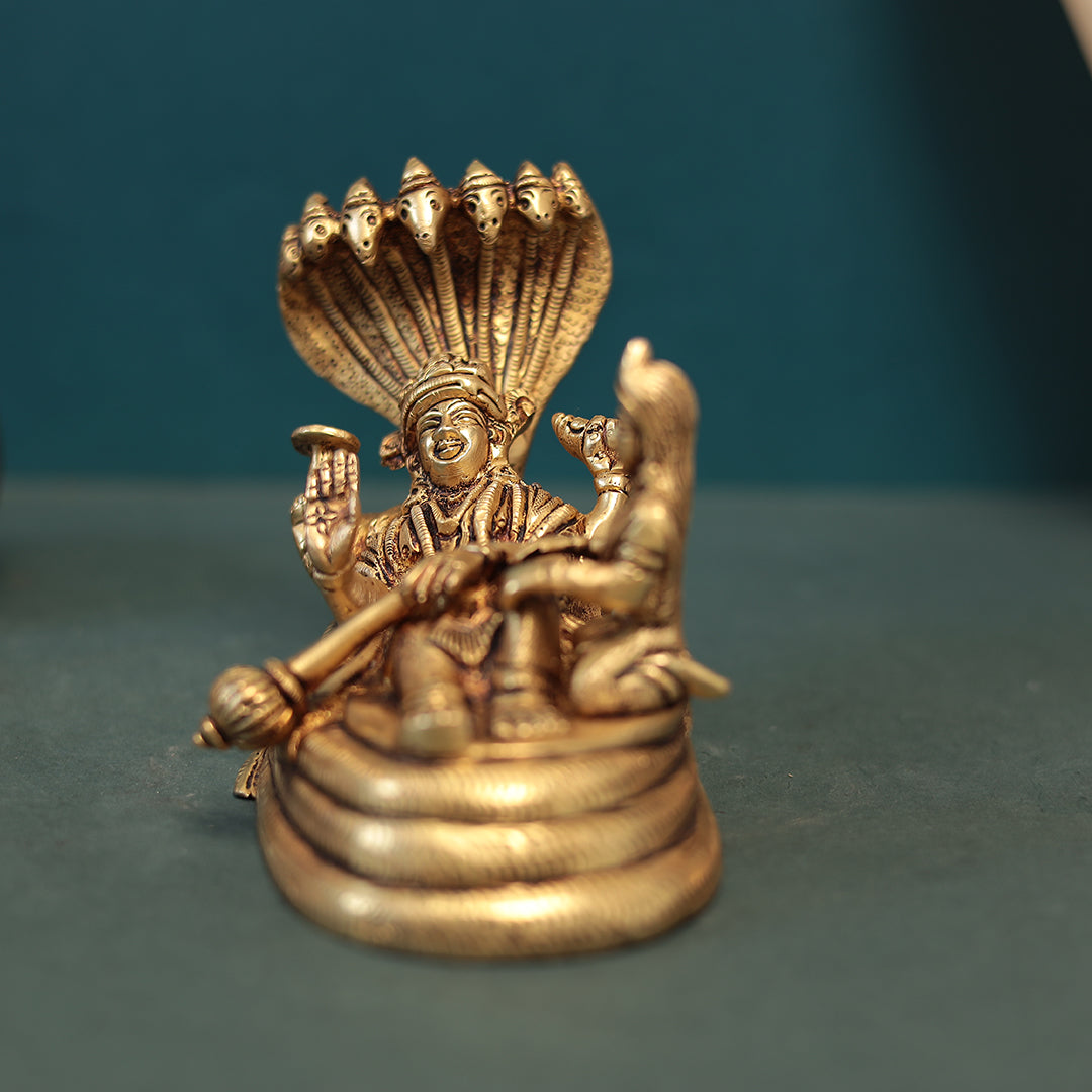 Brass Lakshmi Narayan/Vishnu Lakshmi Resting on Sheshnaag
