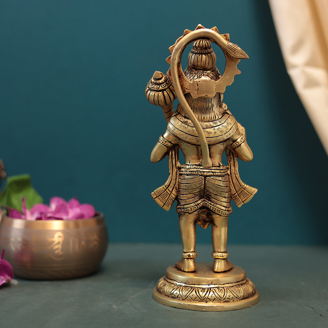 Superfine Brass Blessing Hanuman In 9.5 Inch (24 Cm)