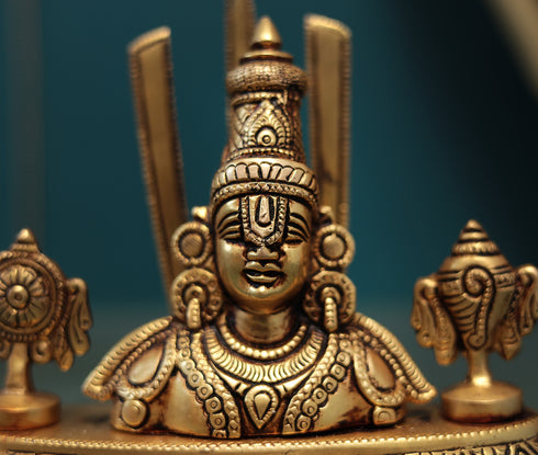 Brass Tirupati Balaji/Venkateshwara Bust Idol