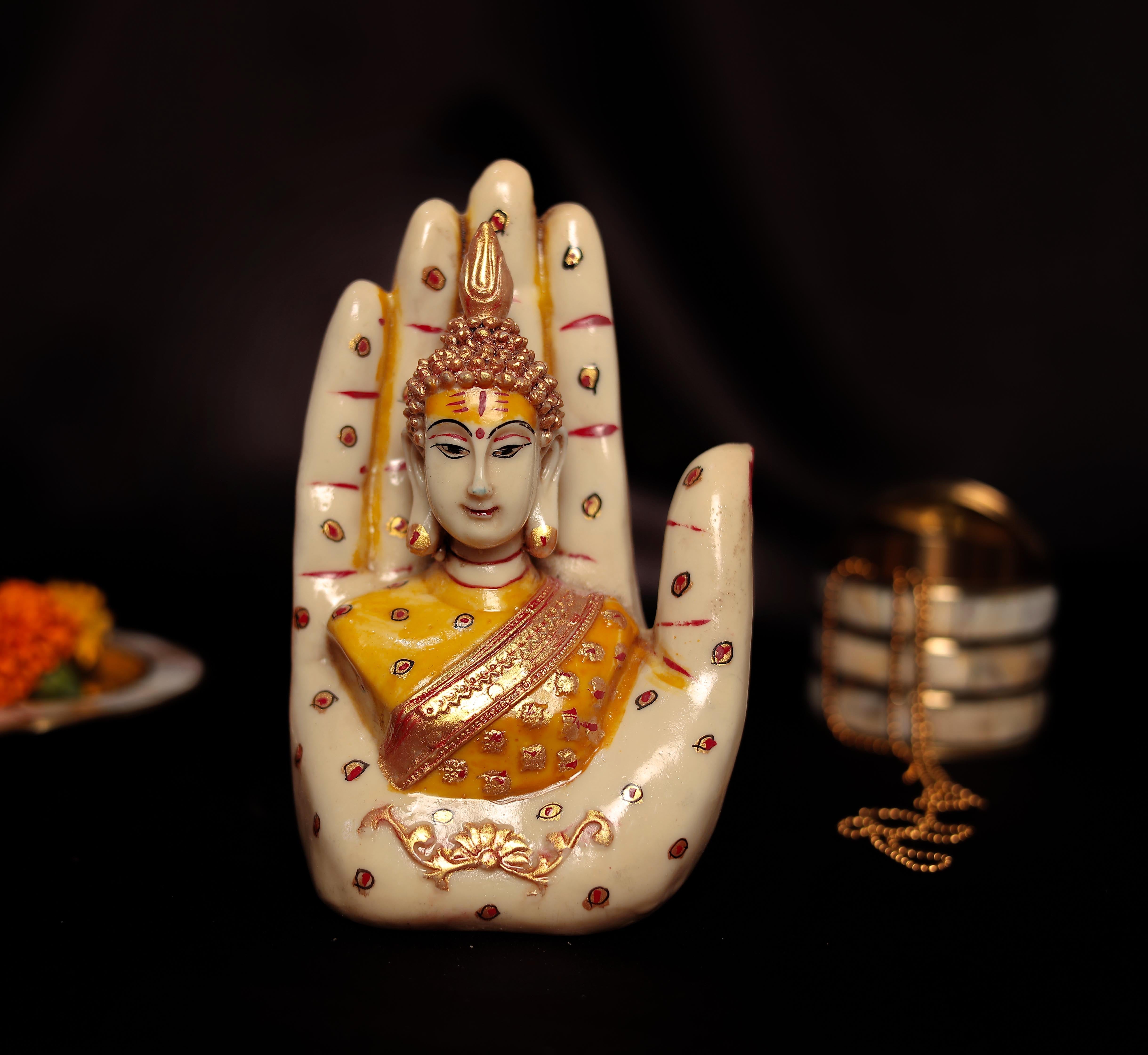 Good Luck Palm Buddha Showpiece For Home or Office Décor