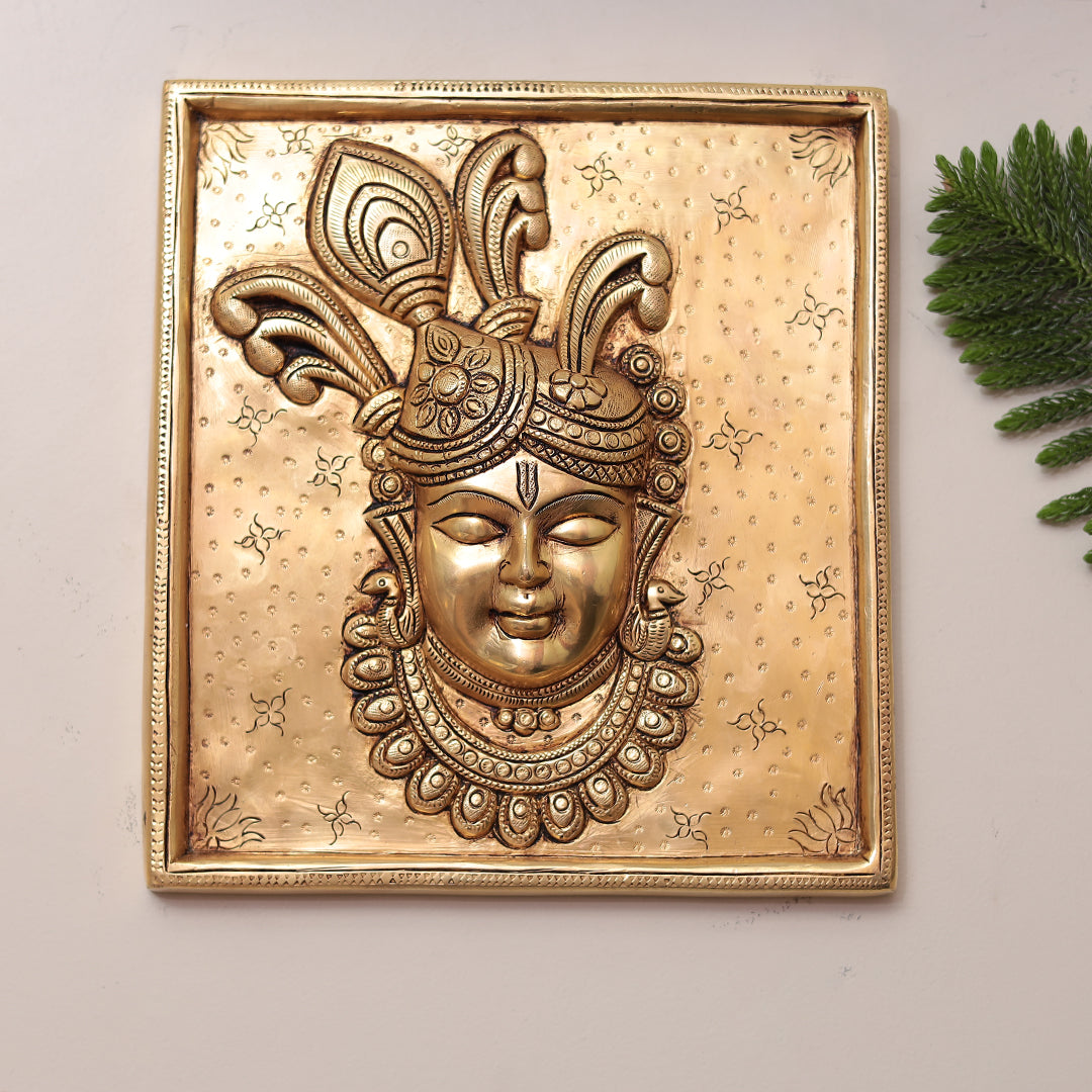 Brass Lord Shrinath JI/Krishna ji/Bake Bihari JI Wall Hanging