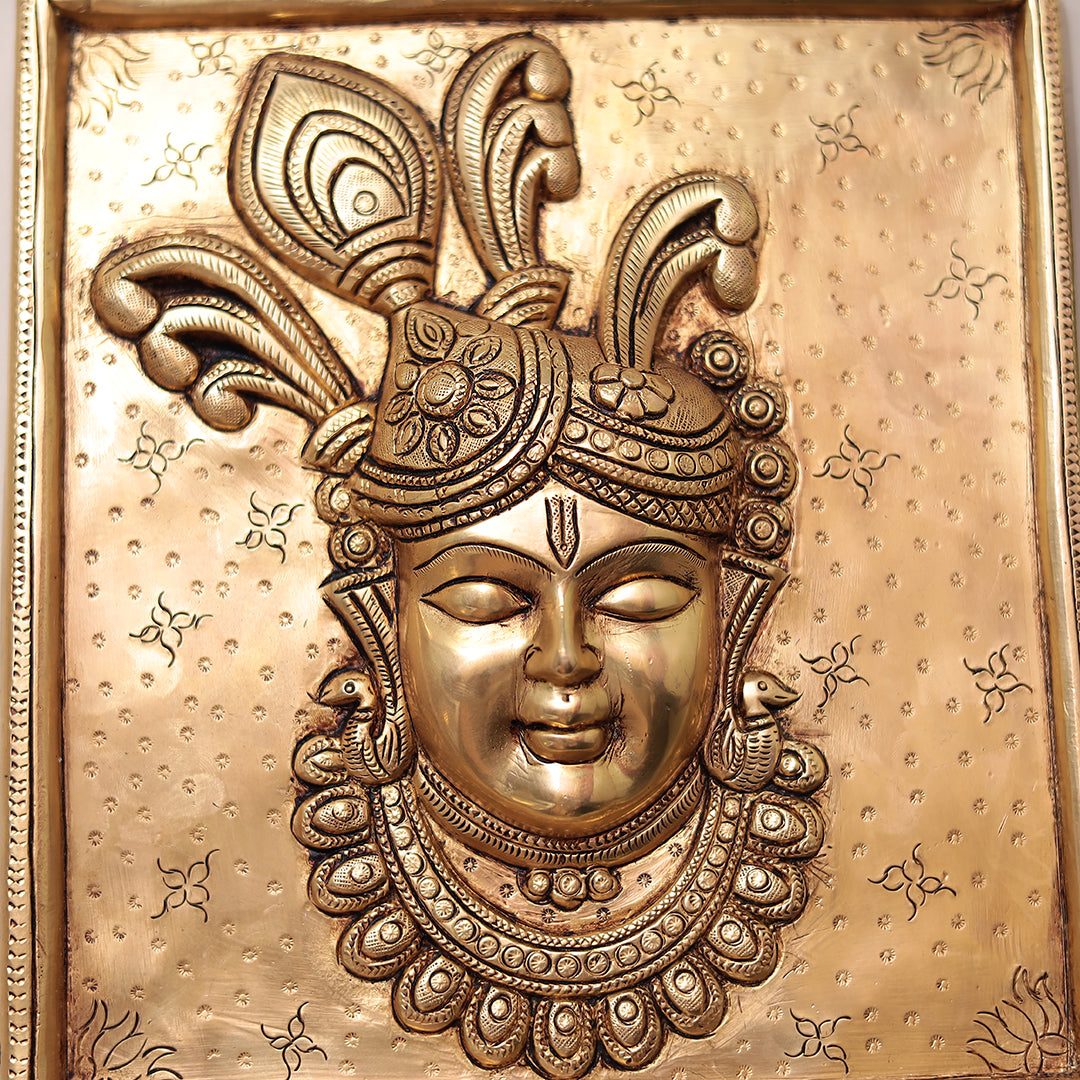 Brass Lord Shrinath JI/Krishna ji/Bake Bihari JI Wall Hanging