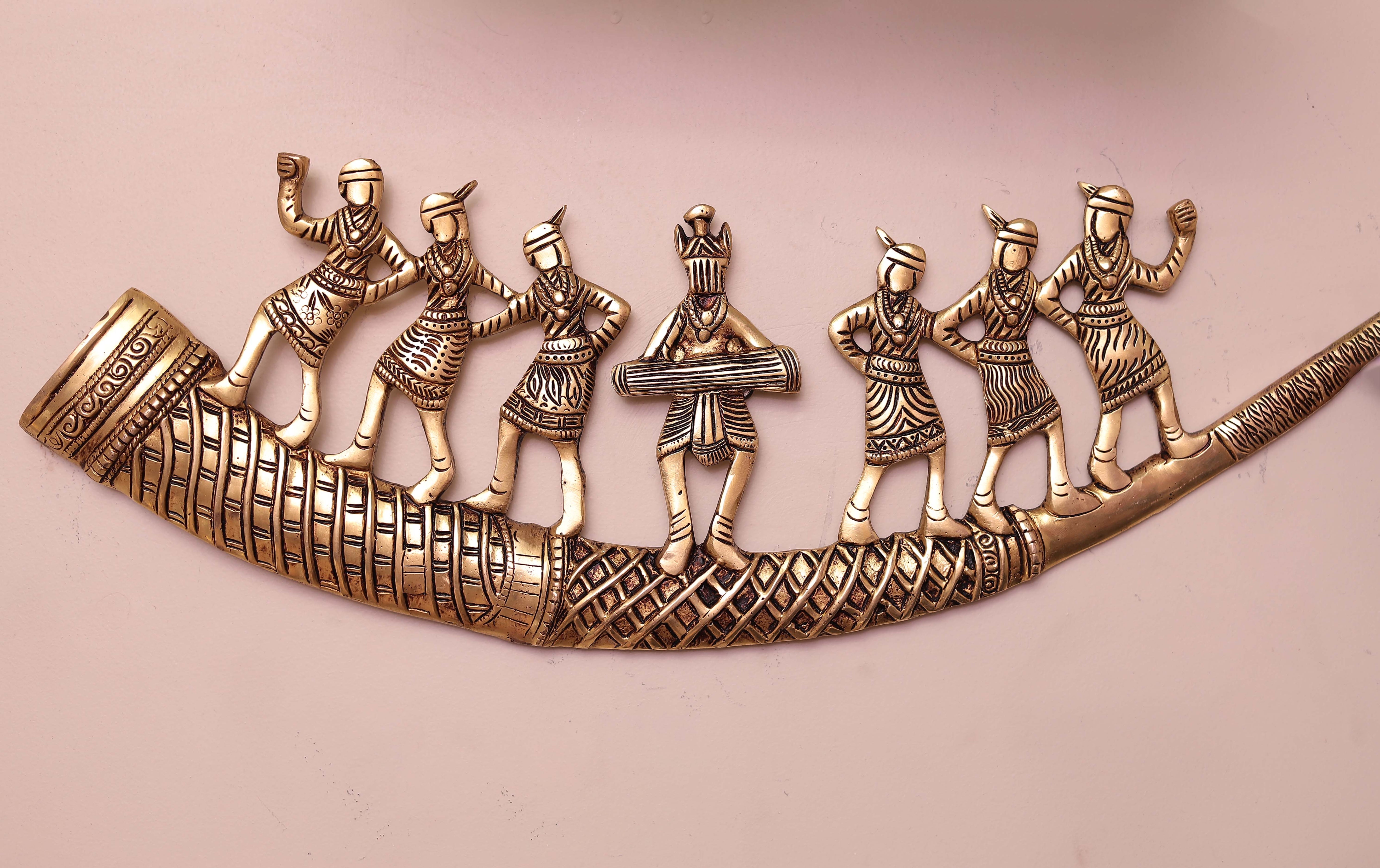 Superfine Brass Tribal Folk Dancers Wall Hanging Decorative Plate For Home/office