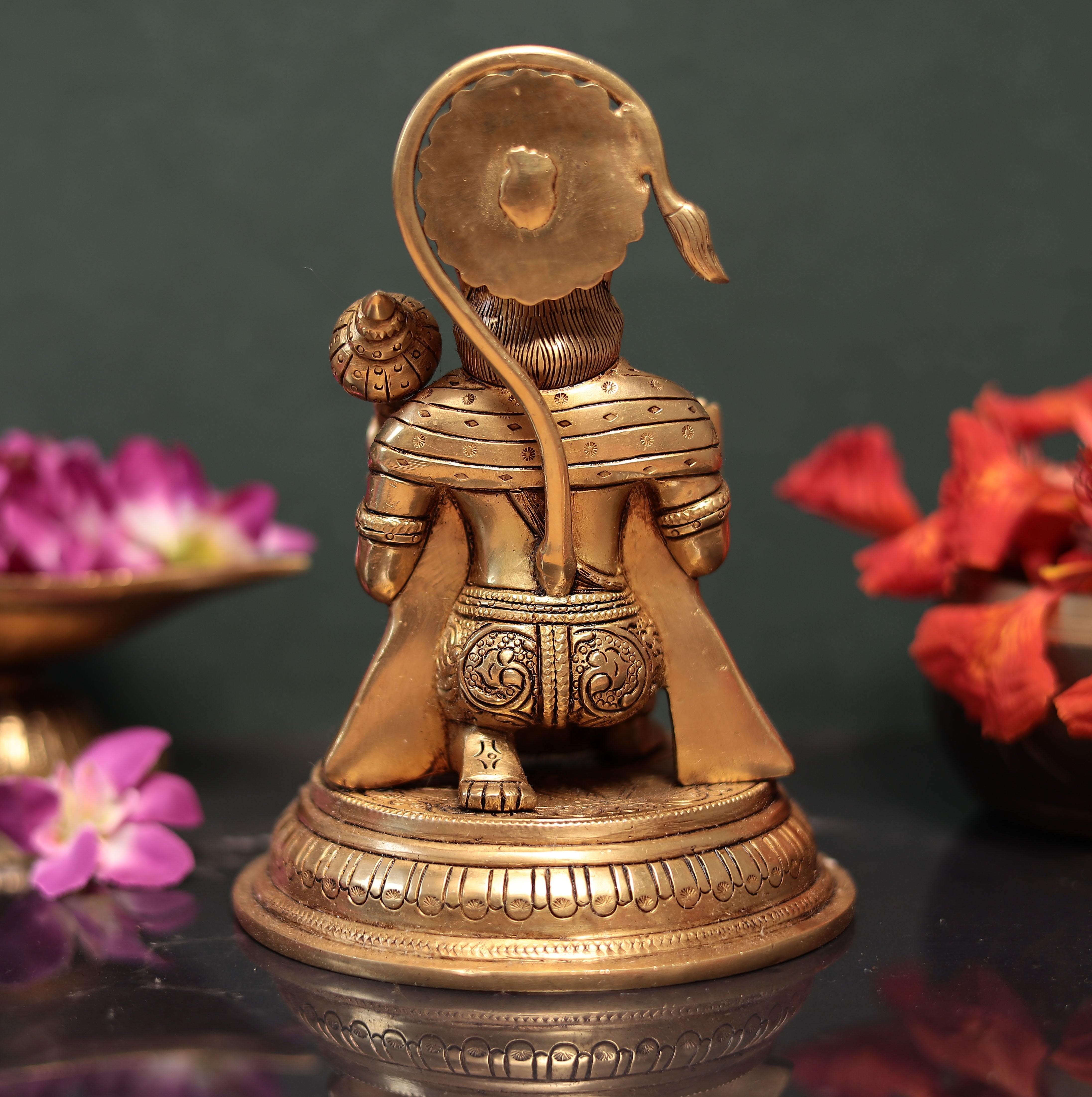 Brass Lord Hanuman Seated In Abhay Mudra In Brass 7 inches