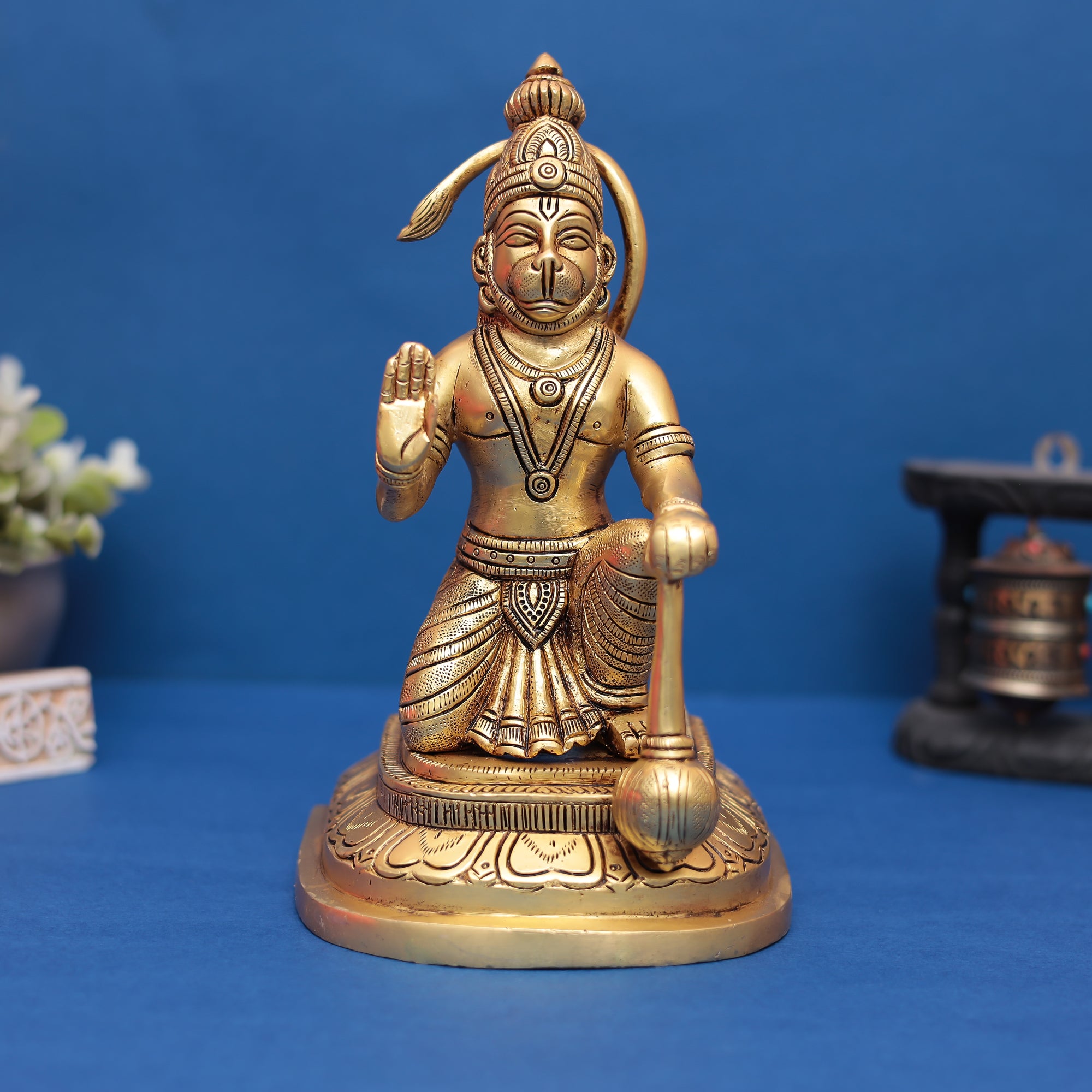 Brass Exquisitely Handcrafted Hanuman Idol in 10 Inches