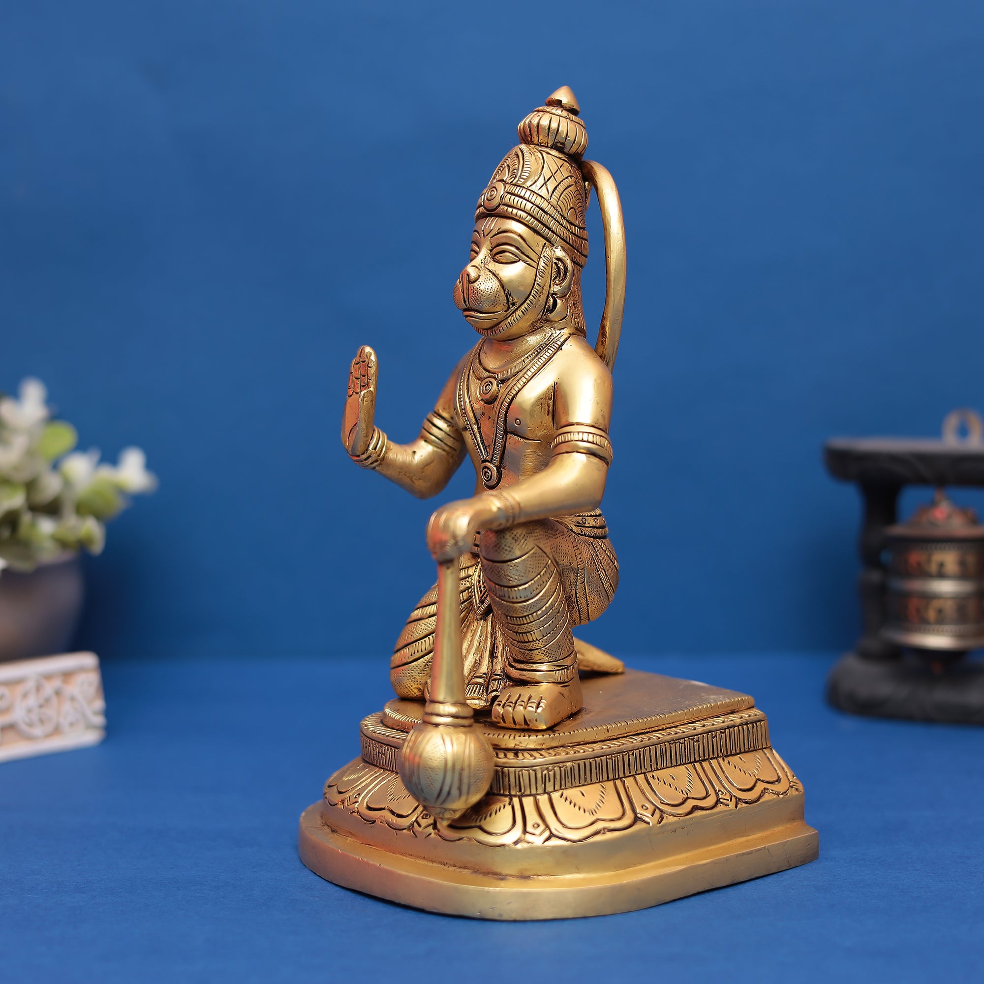 Brass Exquisitely Handcrafted Hanuman Idol in 10 Inches