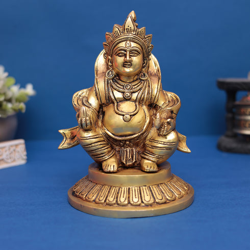 Brass Lord Kuber Idol – Symbol of Wealth, Prosperity & Abundance