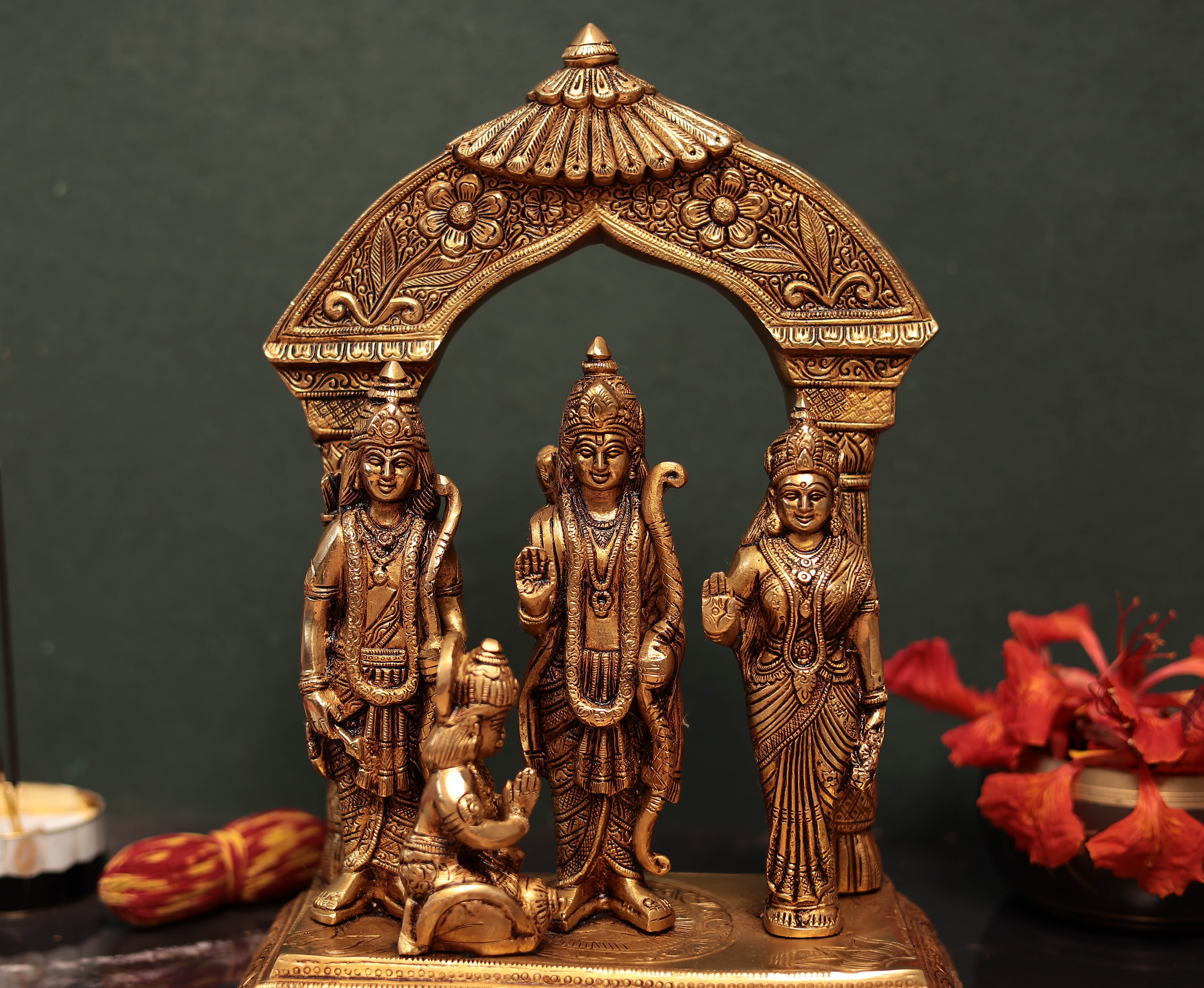 12 Inches Brass Ram Darbar with exquisite carvings
