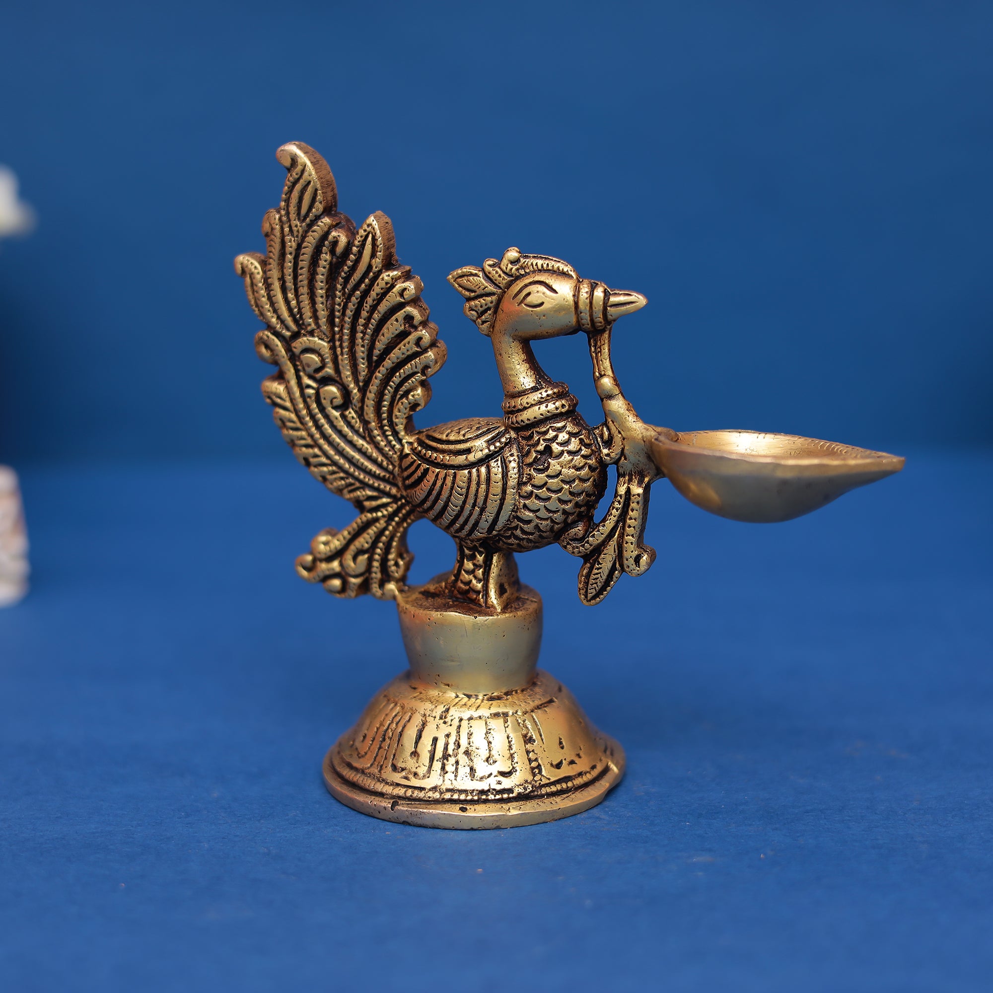 Brass Bird Deepak (Peacock Design) 5"INCH