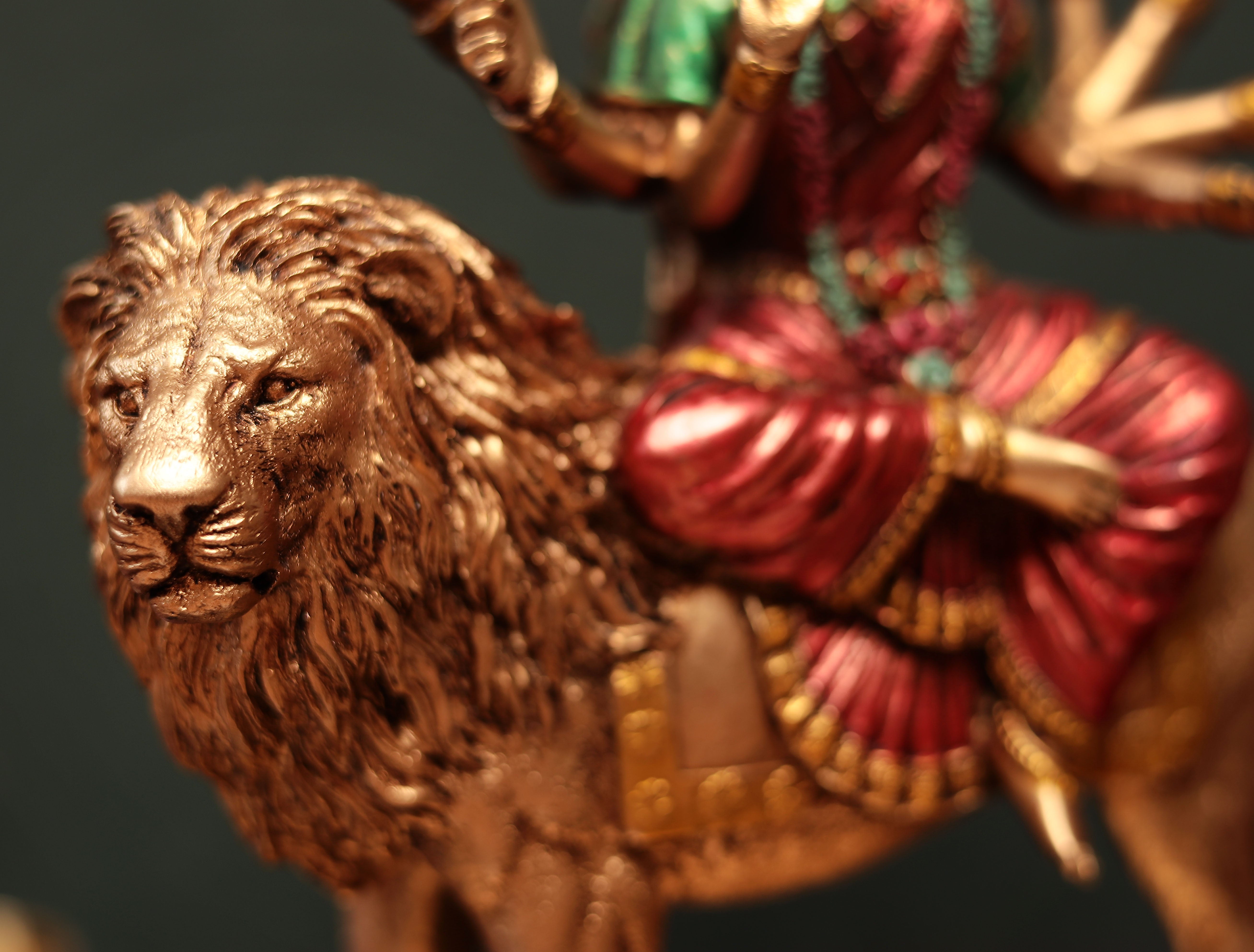 Maa Durga Idol In Sitting Position in Multicolor (Resin)