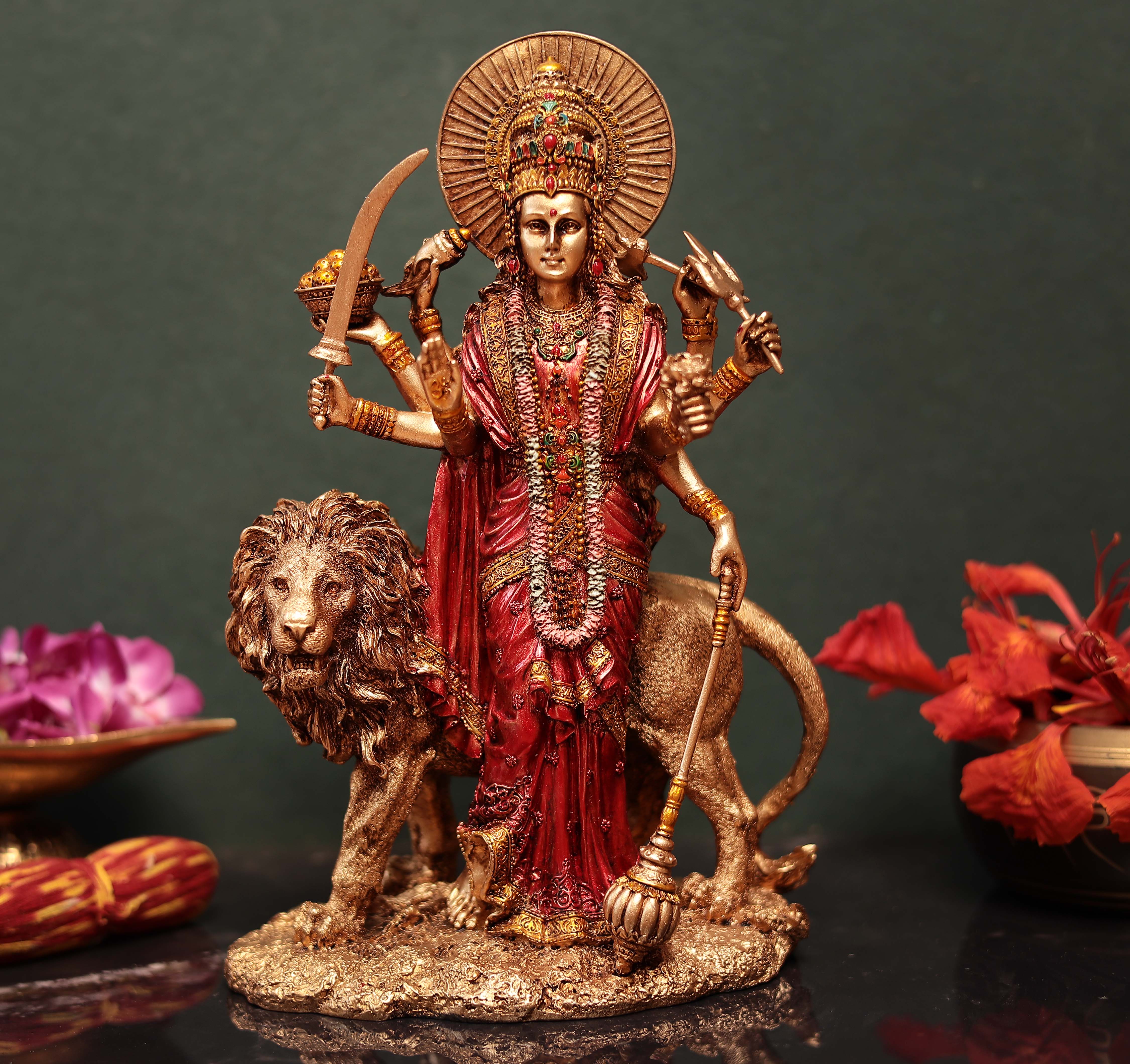 Standing Maa Durga With Lion 6 Inches