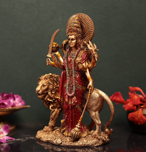 Standing Maa Durga In Multicolor (Resin) In 12 Inches (30.48 Cm)