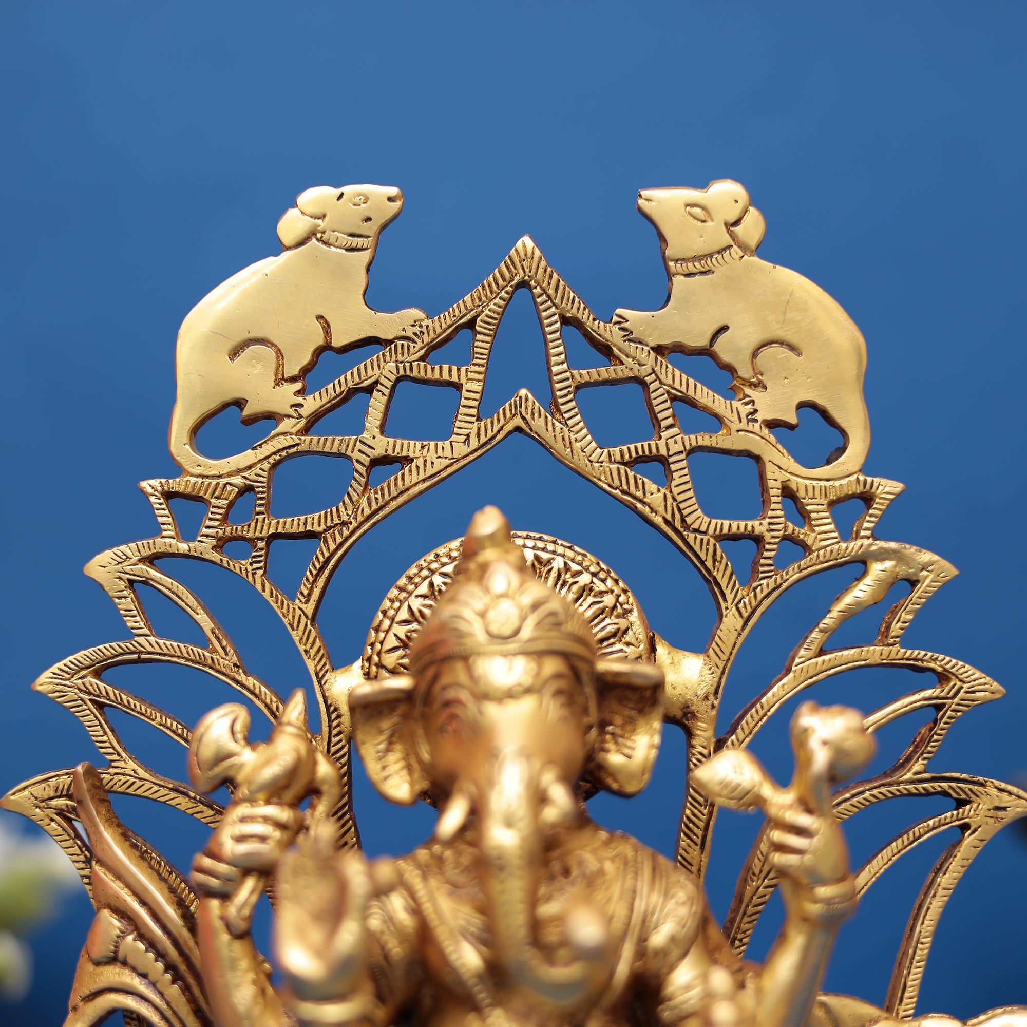 Brass Ganesha and Lakshmi Idol Set 9" Inch
