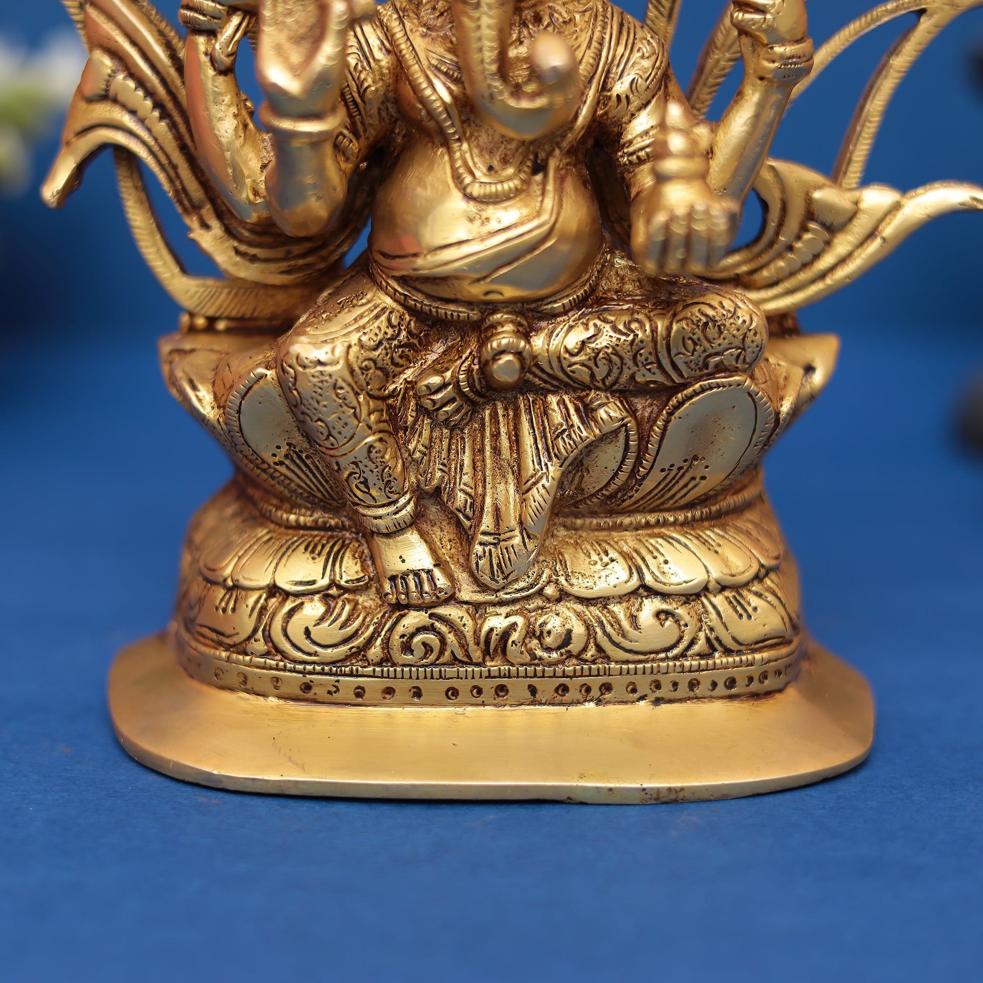 Brass Ganesha and Lakshmi Idol Set 9" Inch