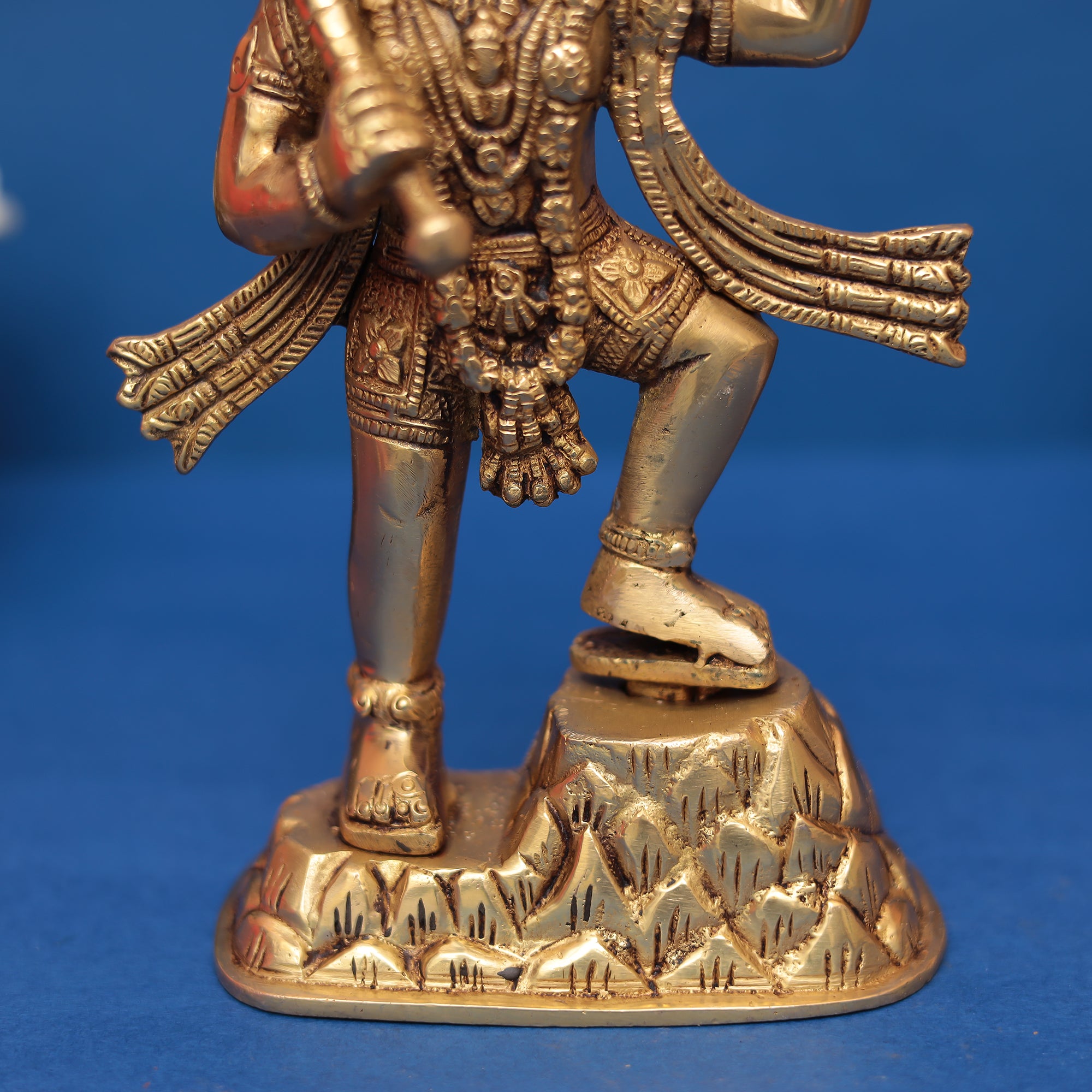 Standing Golden Brass Hanuman Statue 9" Inch